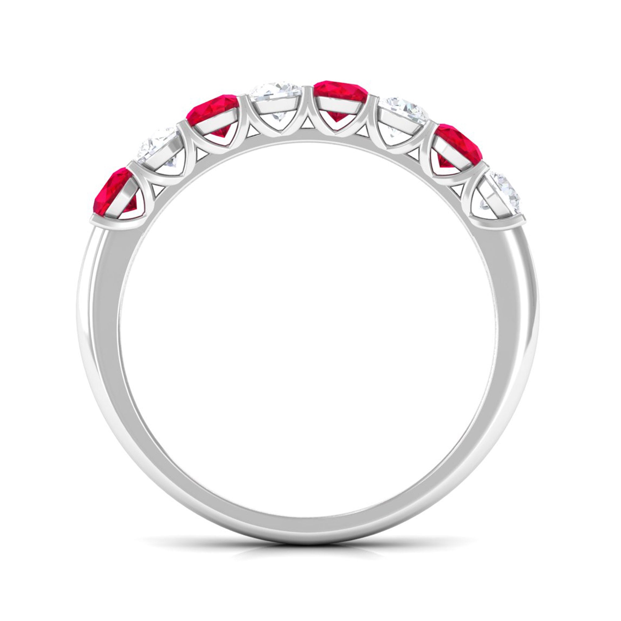 Vibrant Grown Labs-Lab Grown Ruby Minimal Half Eternity Band Ring