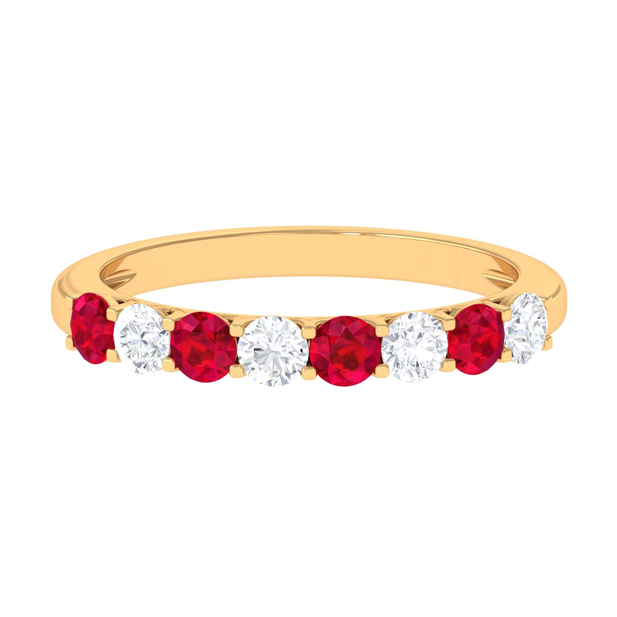 Vibrant Grown Labs-Lab Grown Ruby Minimal Half Eternity Band Ring