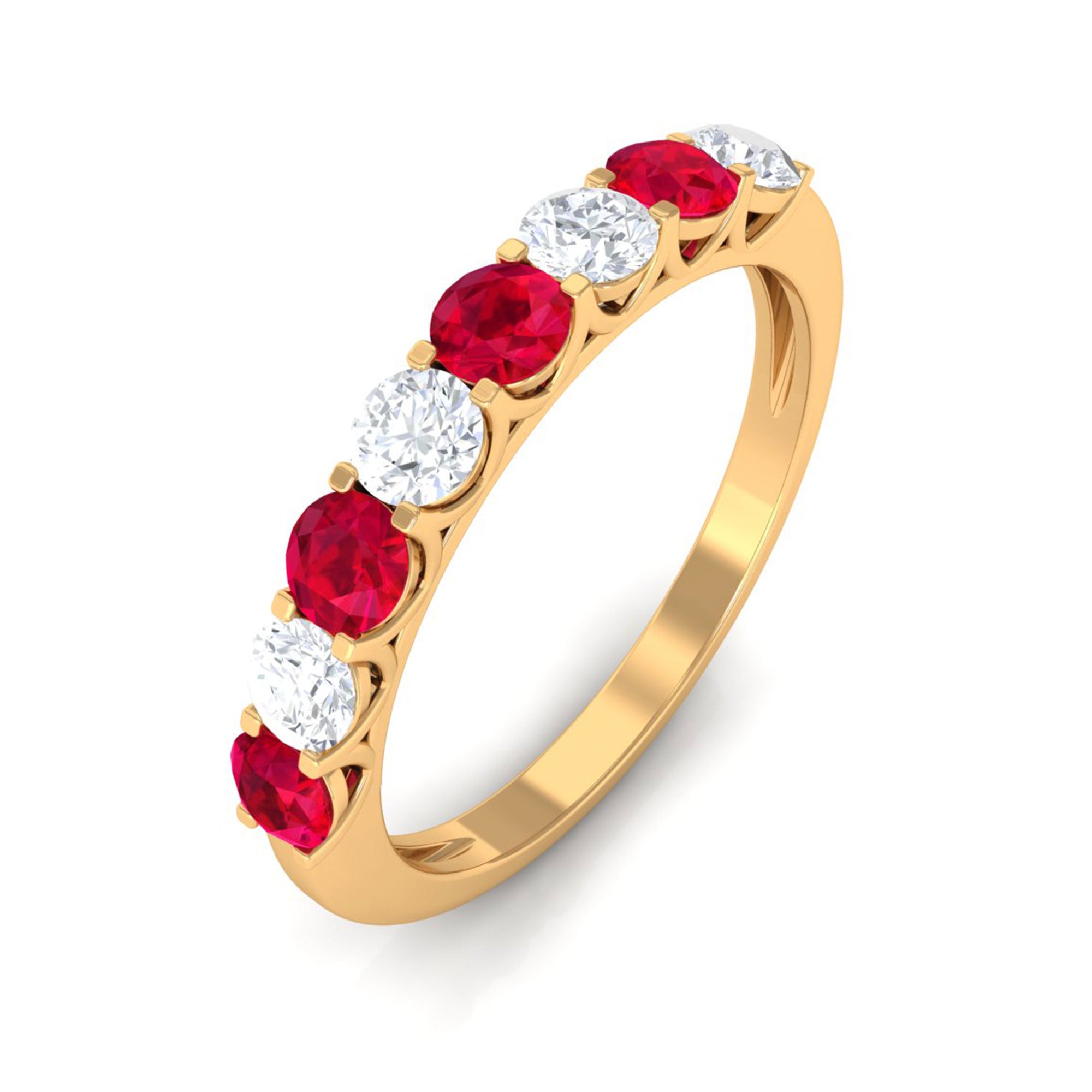 Vibrant Grown Labs-Lab Grown Ruby Minimal Half Eternity Band Ring