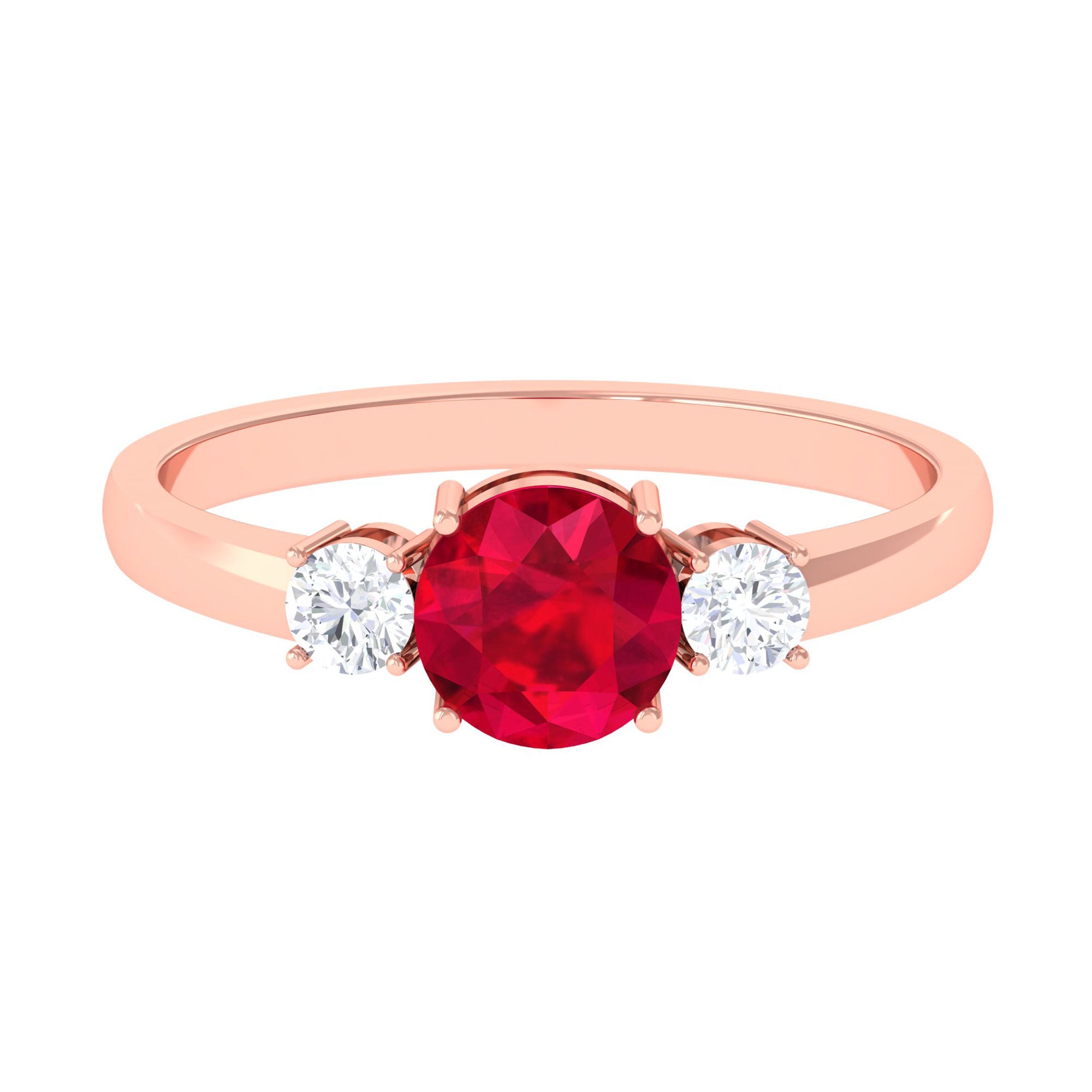 Vibrant Grown Labs-Minimal Promise Ring with Lab Created Ruby