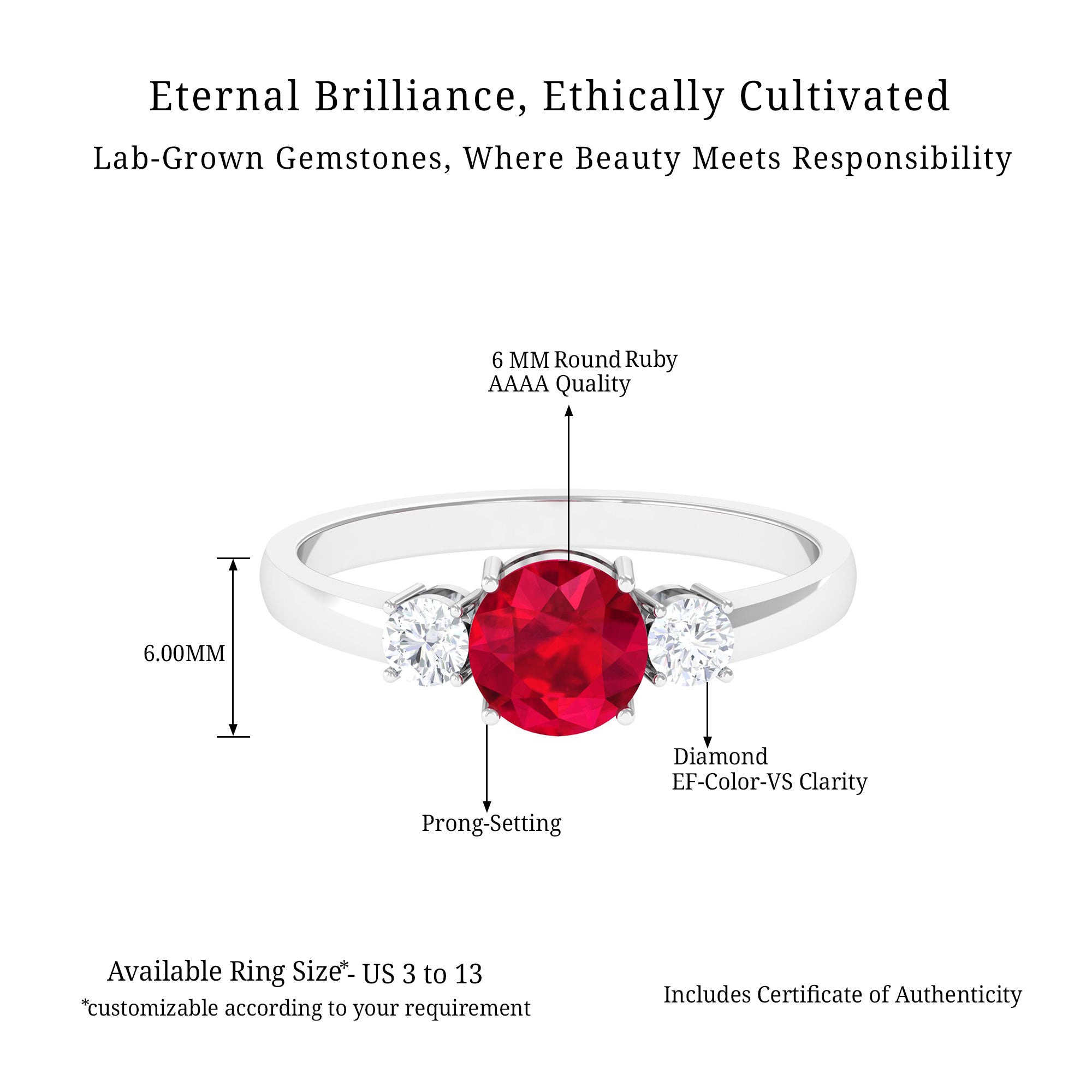 Vibrant Grown Labs-Minimal Promise Ring with Lab Created Ruby