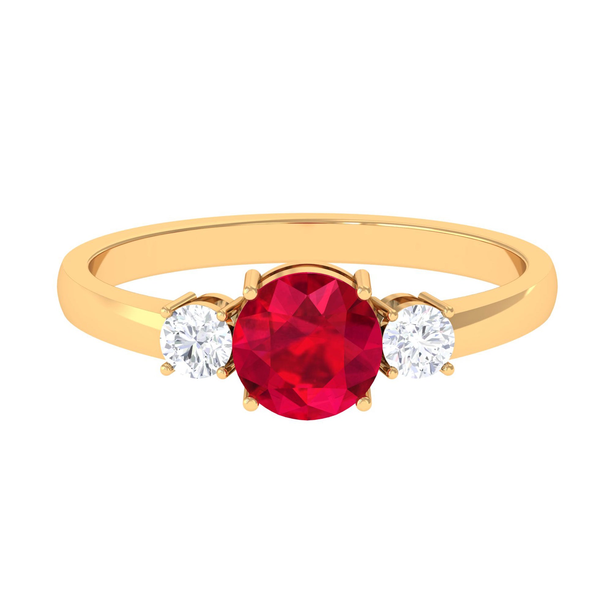 Vibrant Grown Labs-Minimal Promise Ring with Lab Created Ruby