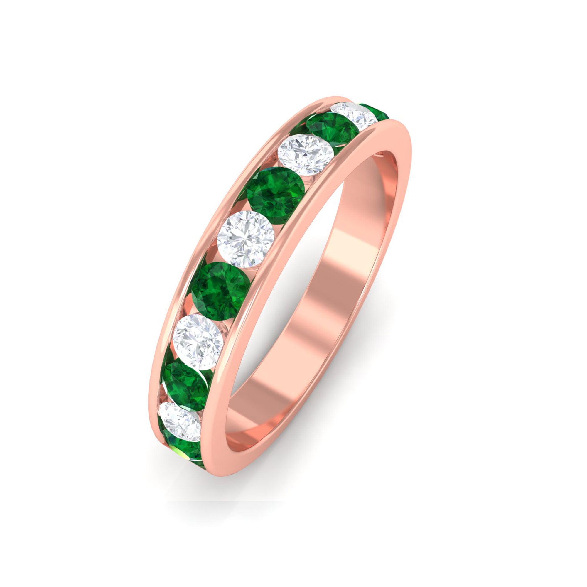 Vibrant Grown Labs-Minimalist Lab Grown Emerald Band Ring