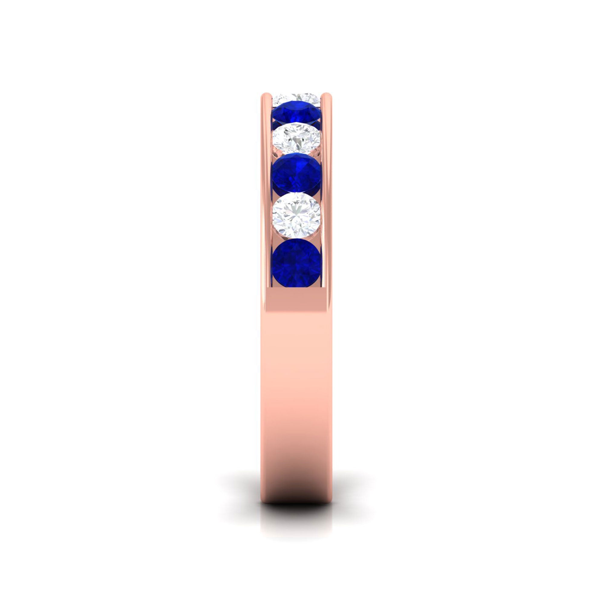 Vibrant Grown Labs-Channel Set Lab Grown Blue Sapphire Minimal Eternity Band Ring