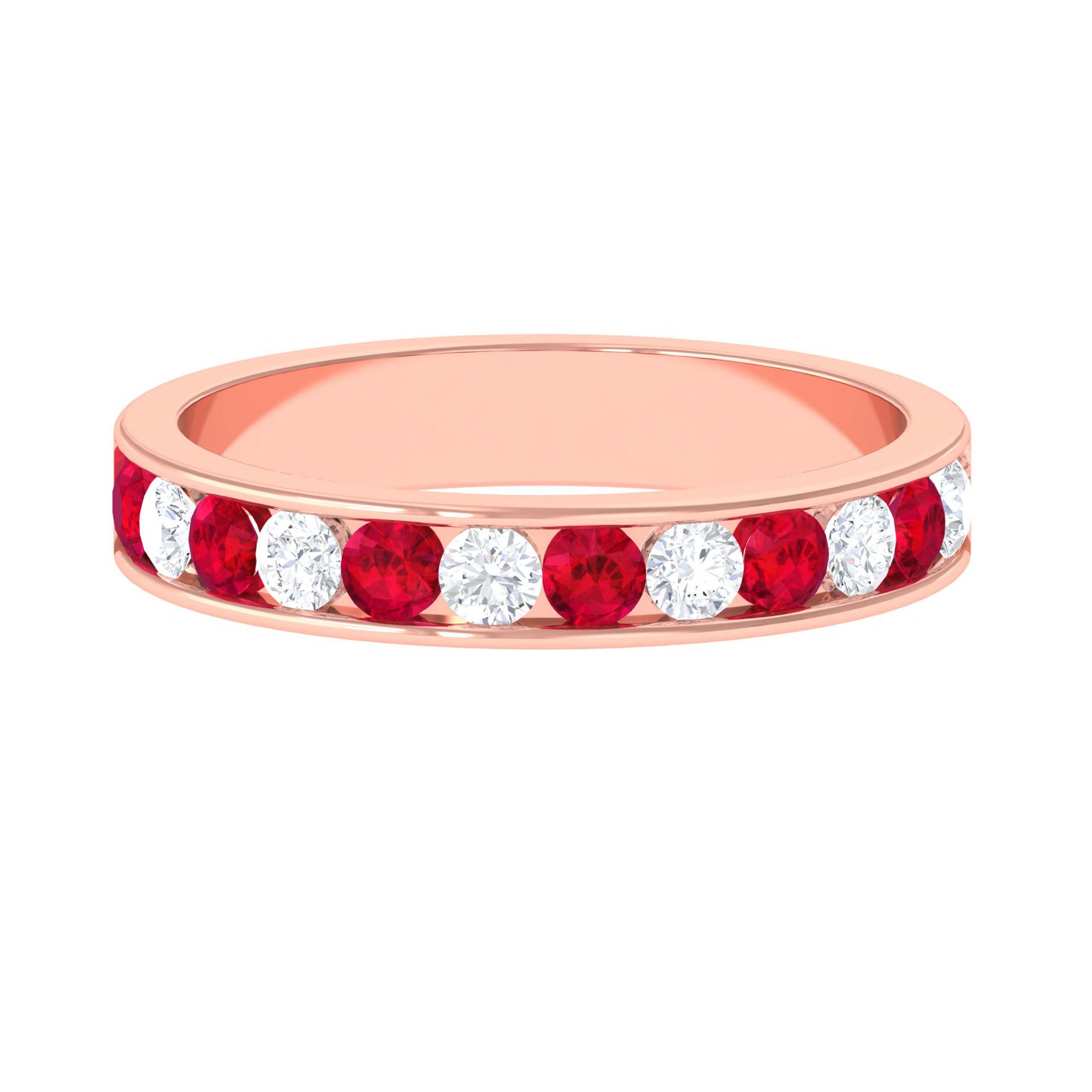 Vibrant Grown Labs-Minimal Lab Grown Ruby and Lab Grown Diamond Band