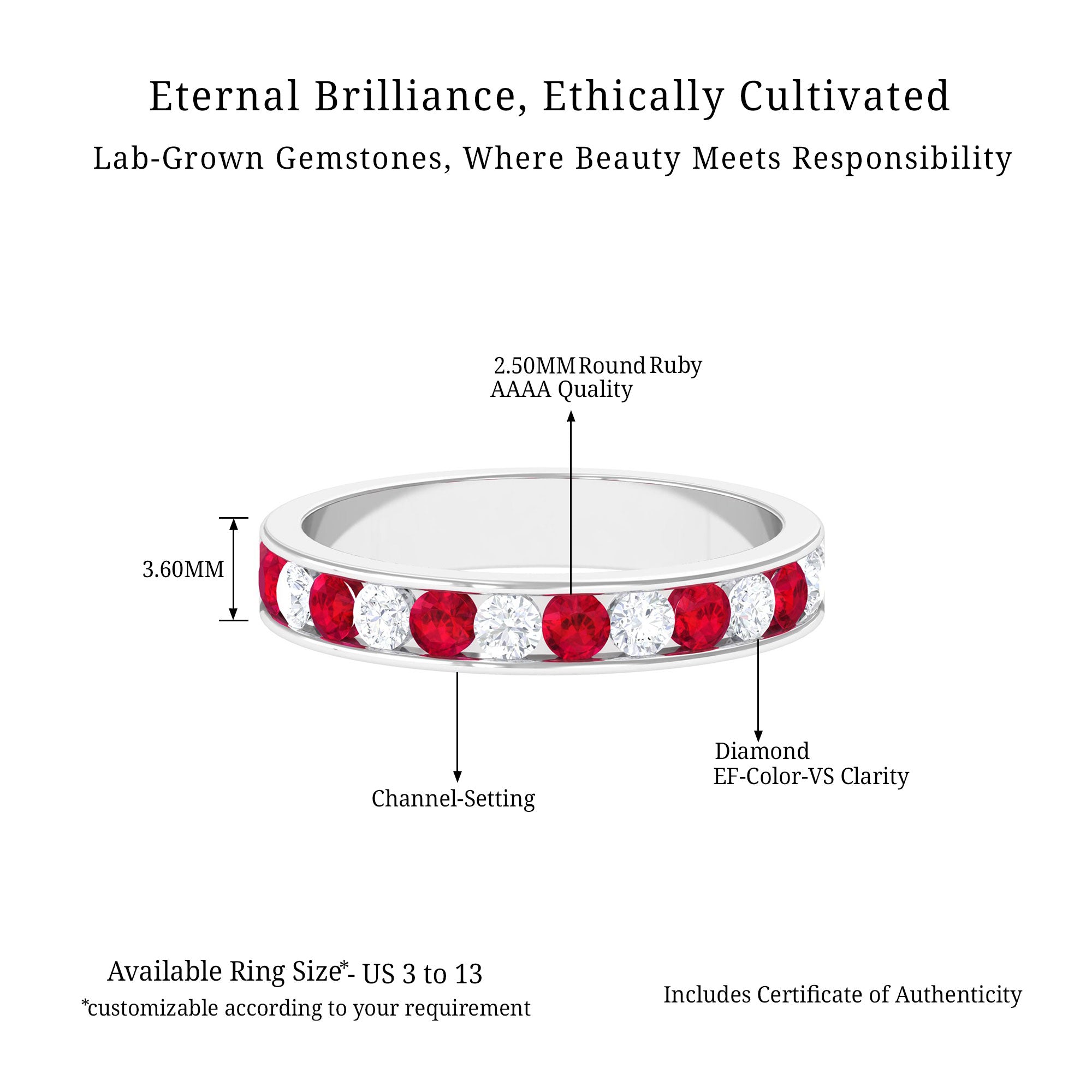 Vibrant Grown Labs-Minimal Lab Grown Ruby and Lab Grown Diamond Band