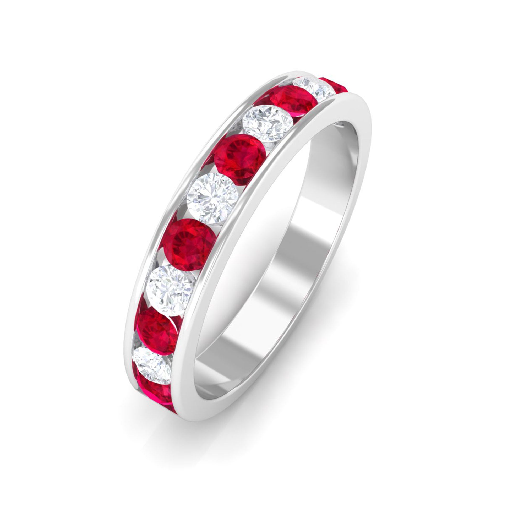 Vibrant Grown Labs-Minimal Lab Grown Ruby and Lab Grown Diamond Band