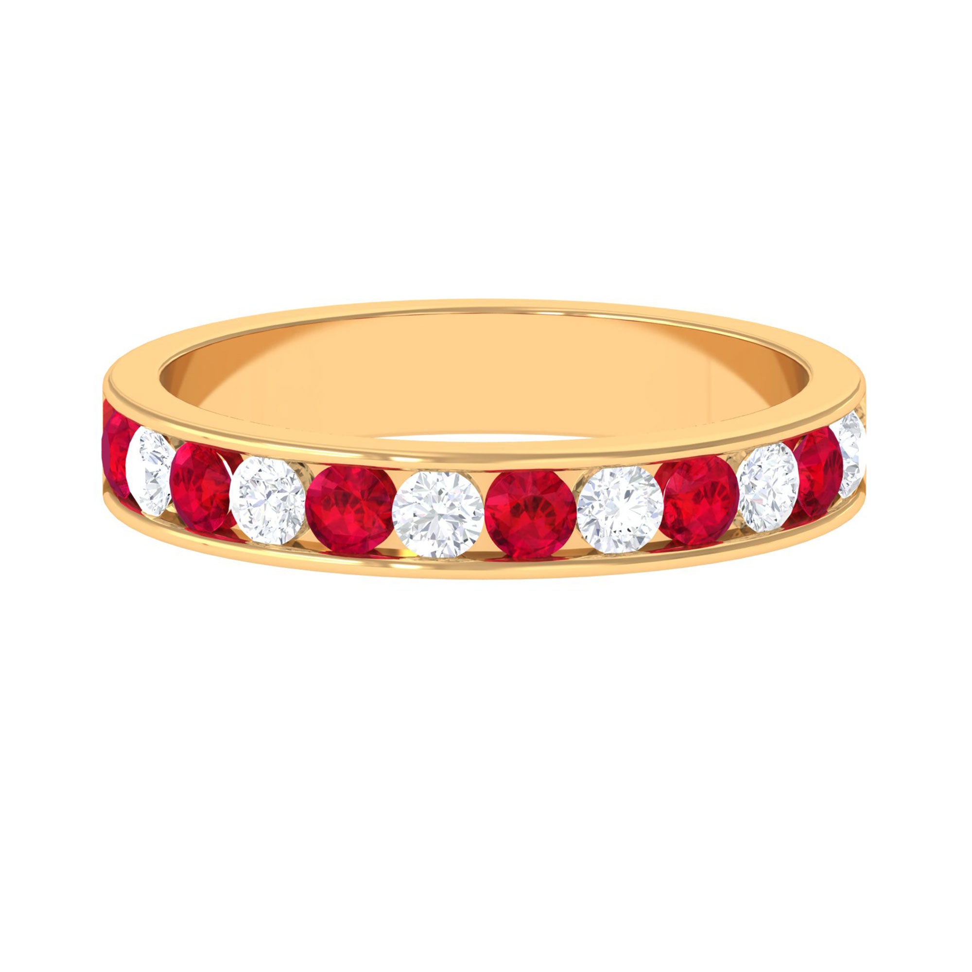 Vibrant Grown Labs-Minimal Lab Grown Ruby and Lab Grown Diamond Band