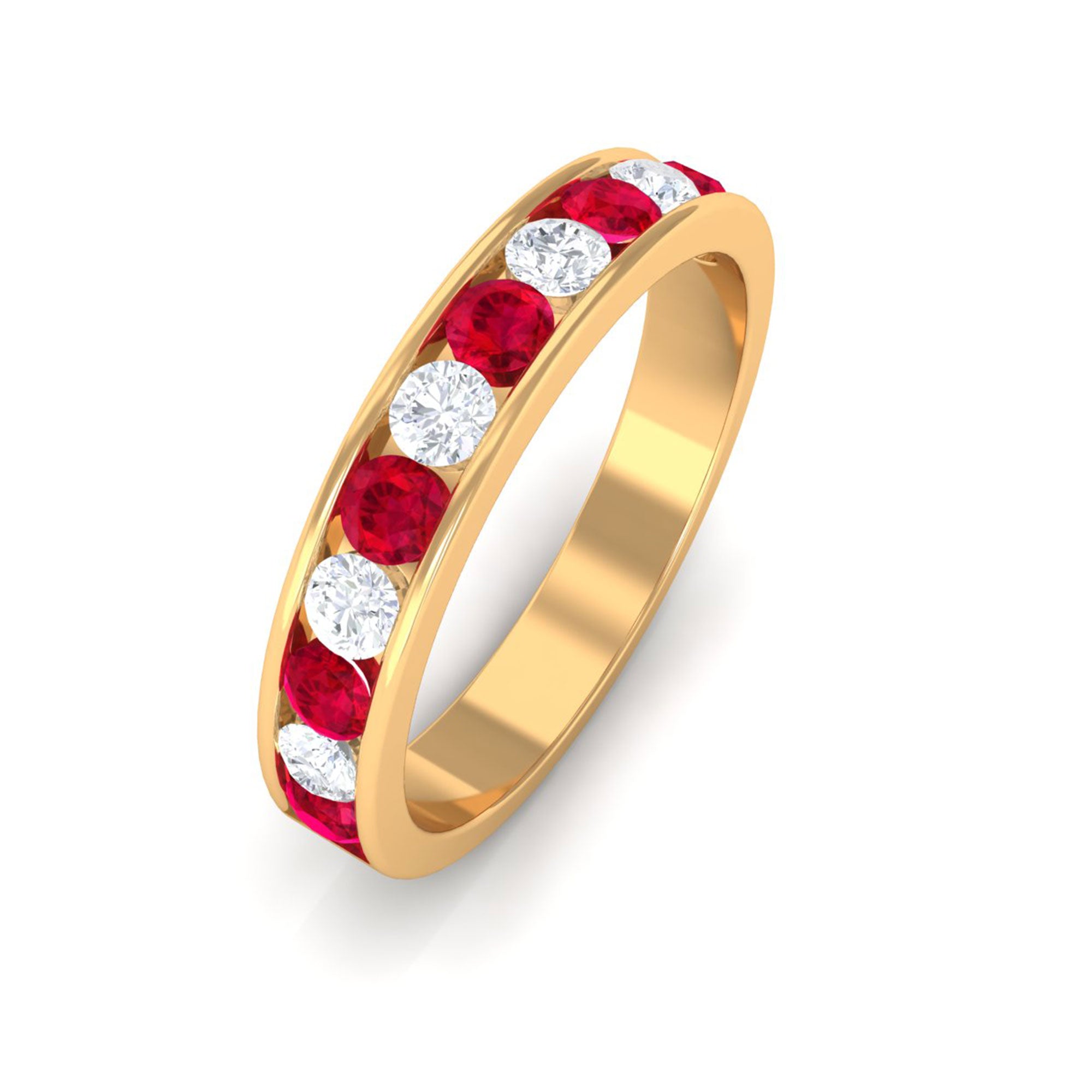 Vibrant Grown Labs-Minimal Lab Grown Ruby and Lab Grown Diamond Band