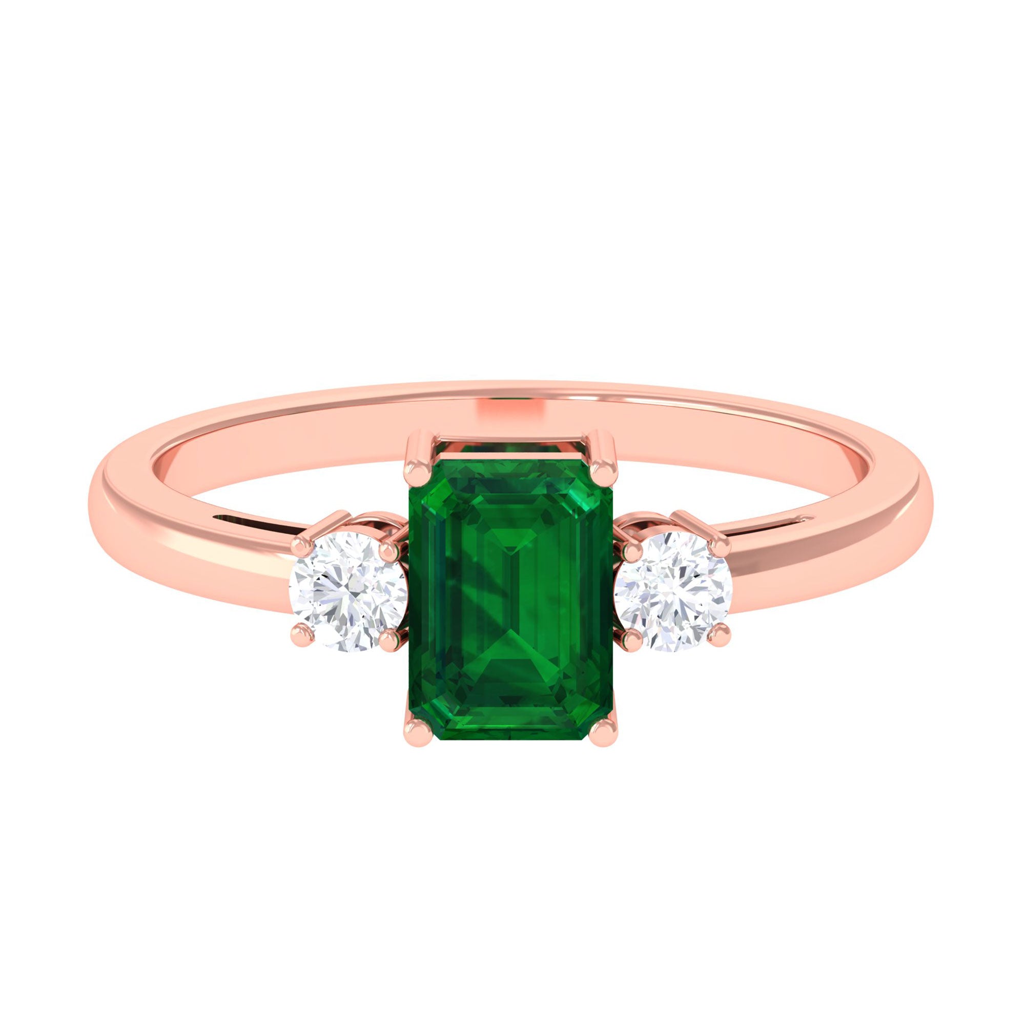 Vibrant Grown Labs-Minimal Lab Grown Emerald Engagement Ring