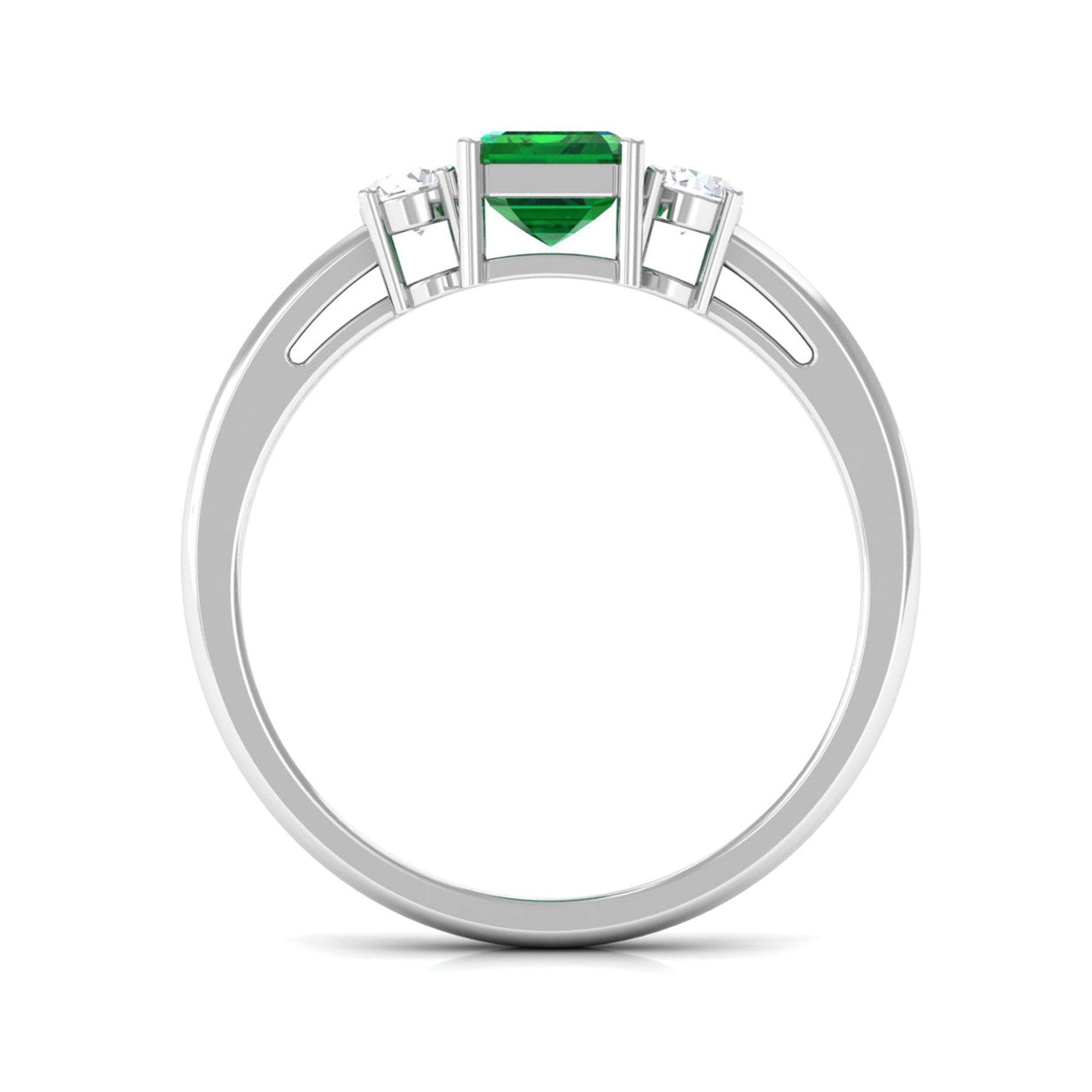 Vibrant Grown Labs-Minimal Lab Grown Emerald Engagement Ring