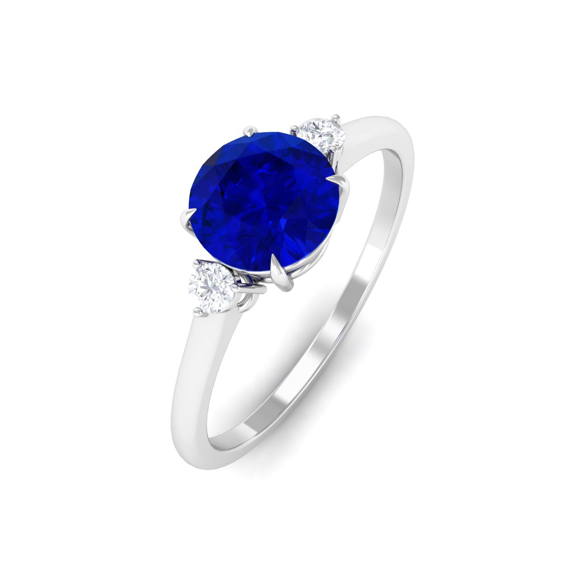 Vibrant Grown Labs-Solitaire Minimal Promise Ring with Lab Grown Blue Sapphire