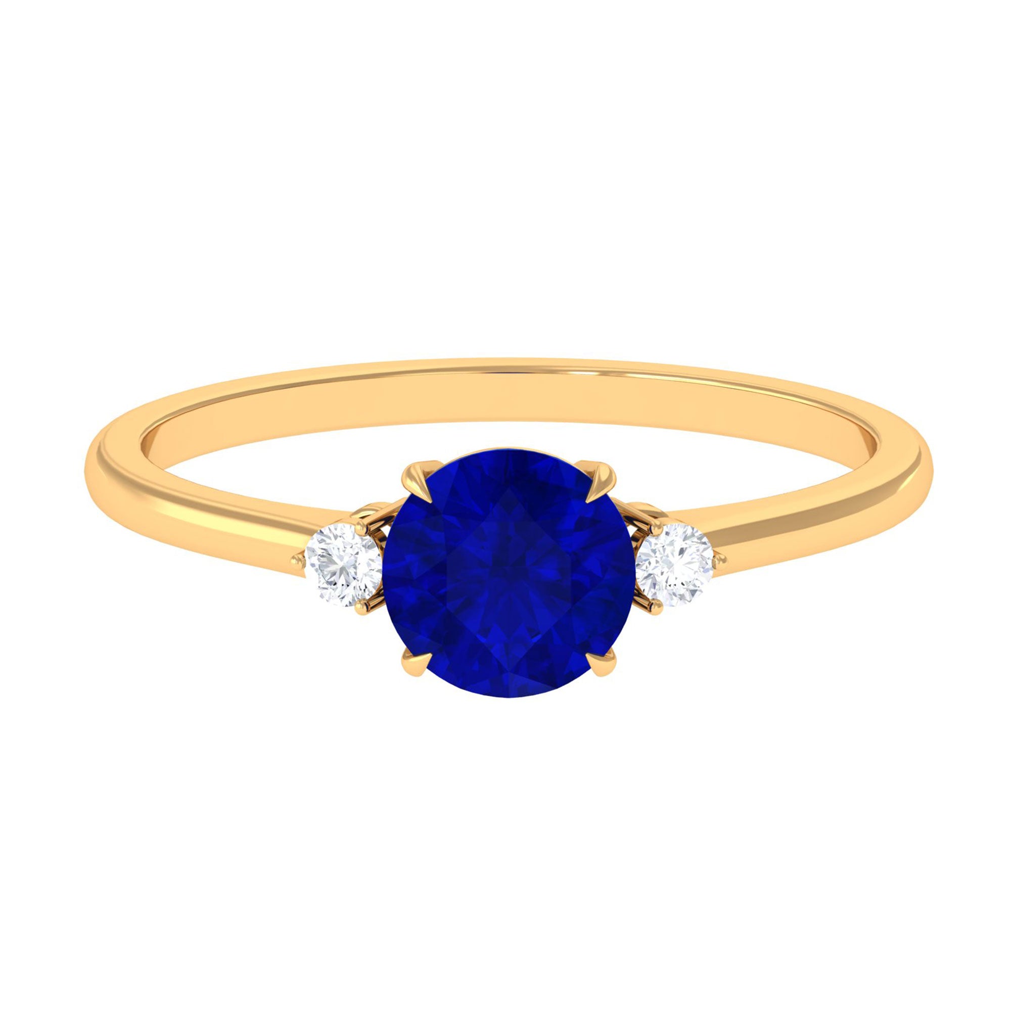 Vibrant Grown Labs-Solitaire Minimal Promise Ring with Lab Grown Blue Sapphire