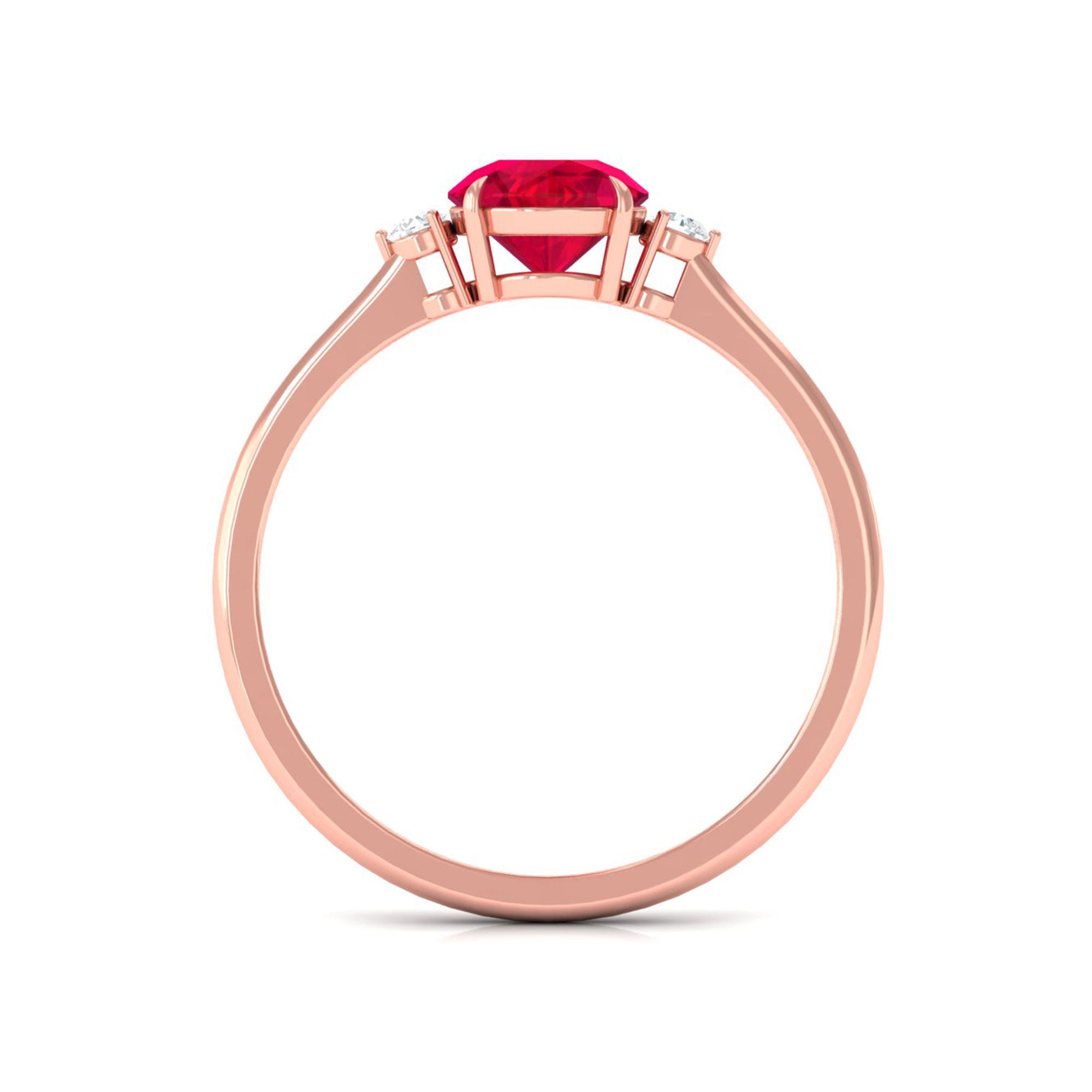 Vibrant Grown Labs-Round Lab Grown Ruby Solitaire Promise Ring