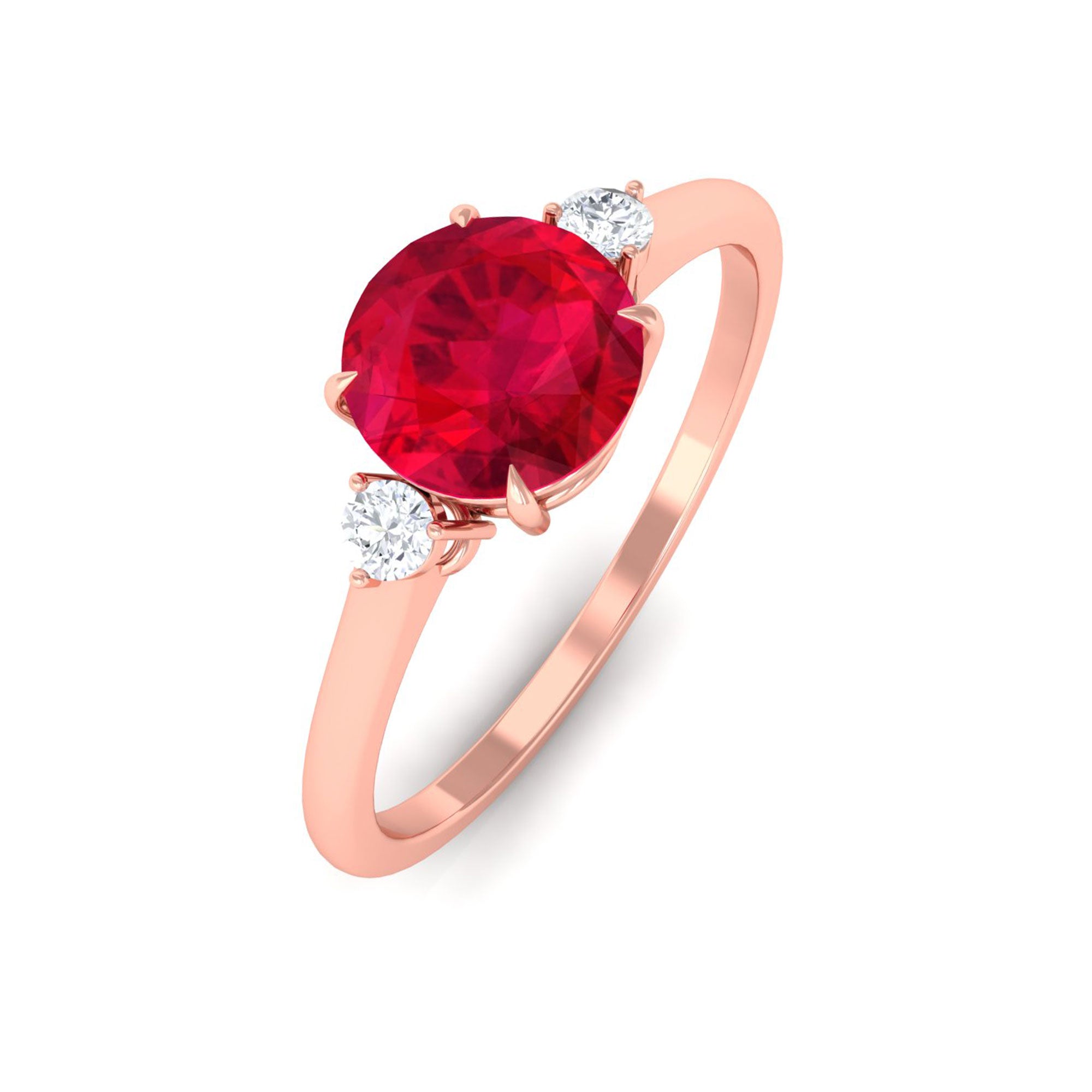 Vibrant Grown Labs-Round Lab Grown Ruby Solitaire Promise Ring