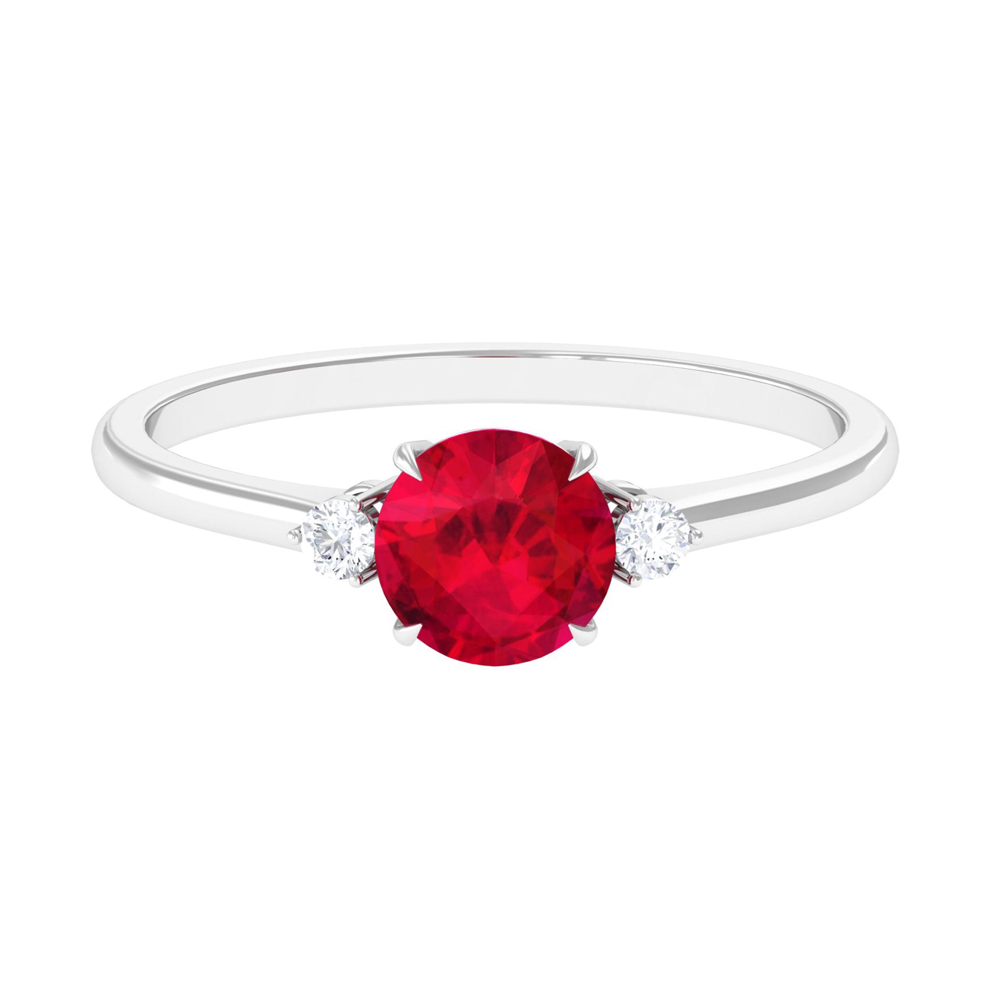 Vibrant Grown Labs-Round Lab Grown Ruby Solitaire Promise Ring