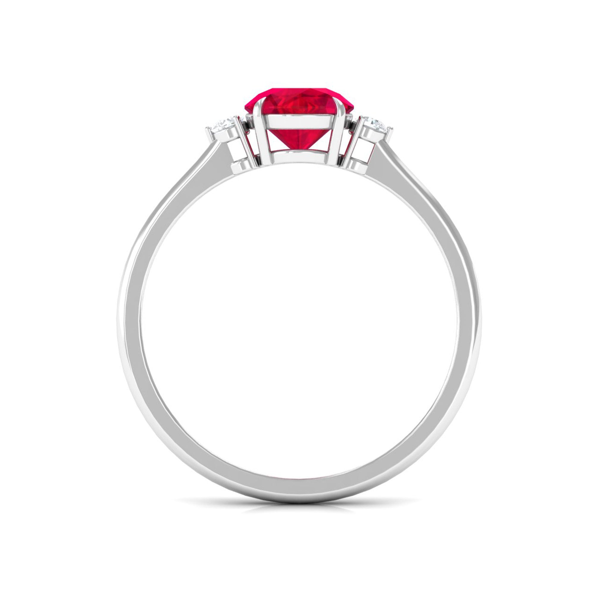 Vibrant Grown Labs-Round Lab Grown Ruby Solitaire Promise Ring