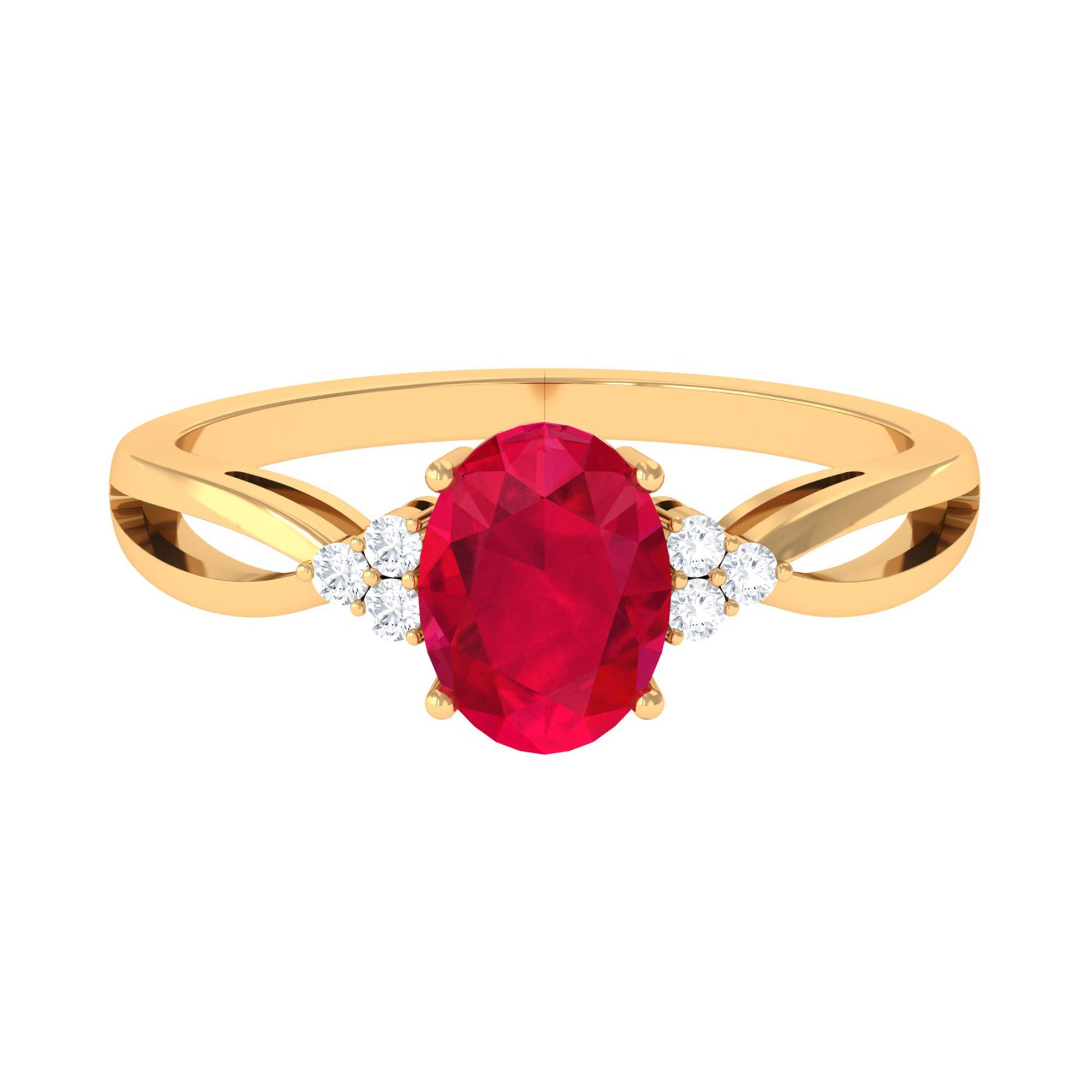 Vibrant Grown Labs-Oval Shape Lab Grown Ruby Engagement Ring