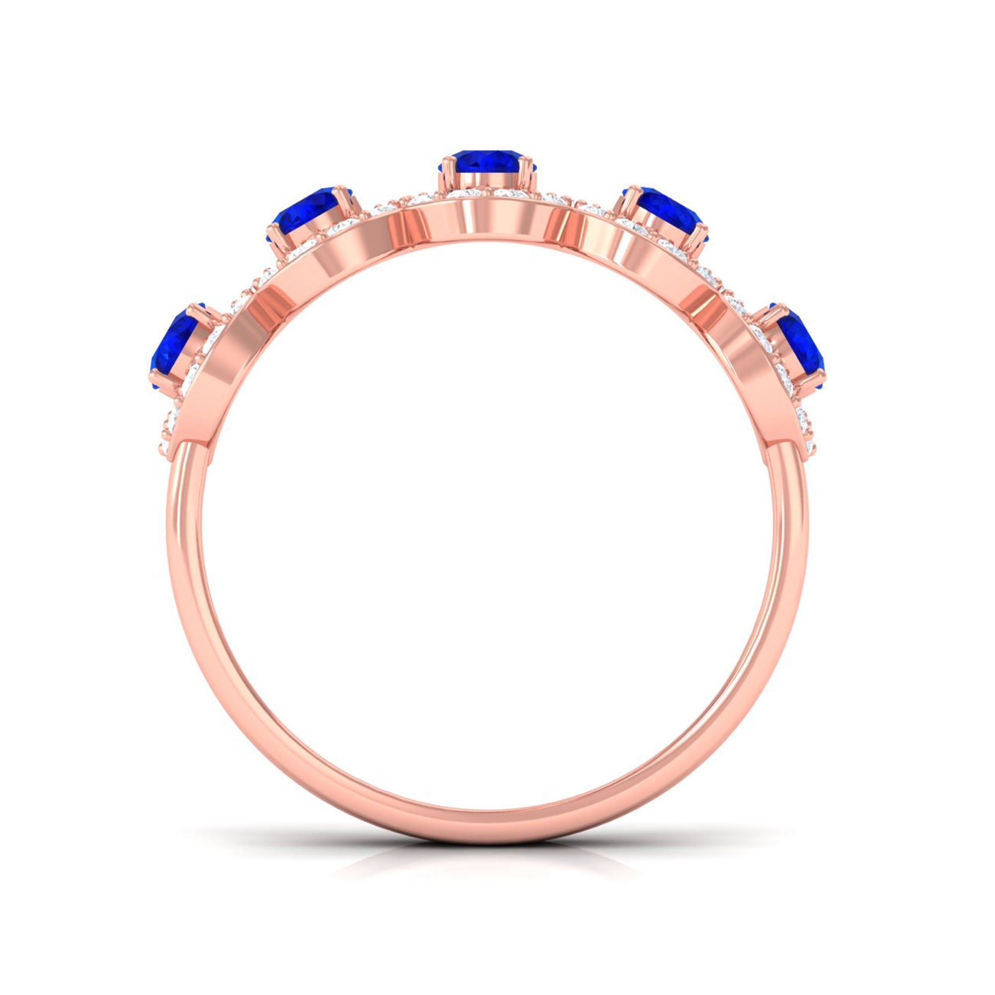 Vibrant Grown Labs-Lab Grown Blue Sapphire Wedding Band With Lab Grown Diamond