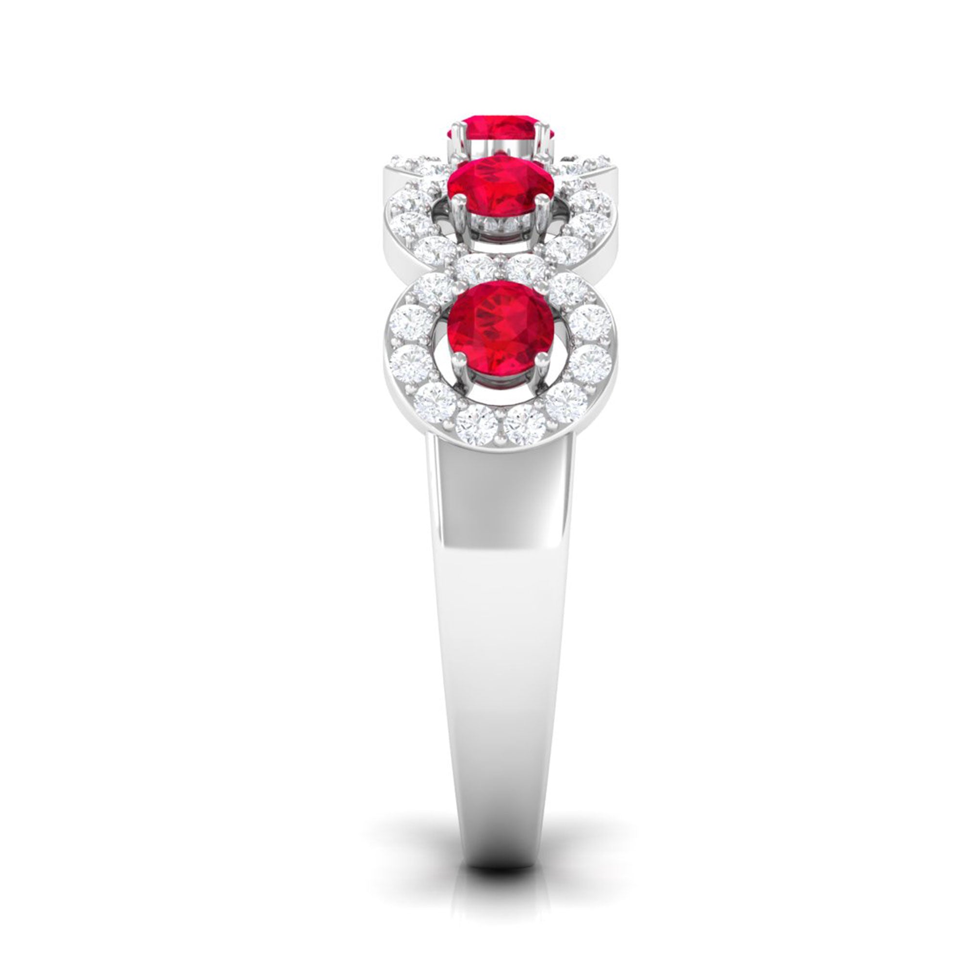 Vibrant Grown Labs-Round Lab Grown Ruby Band With Lab Grown Diamond