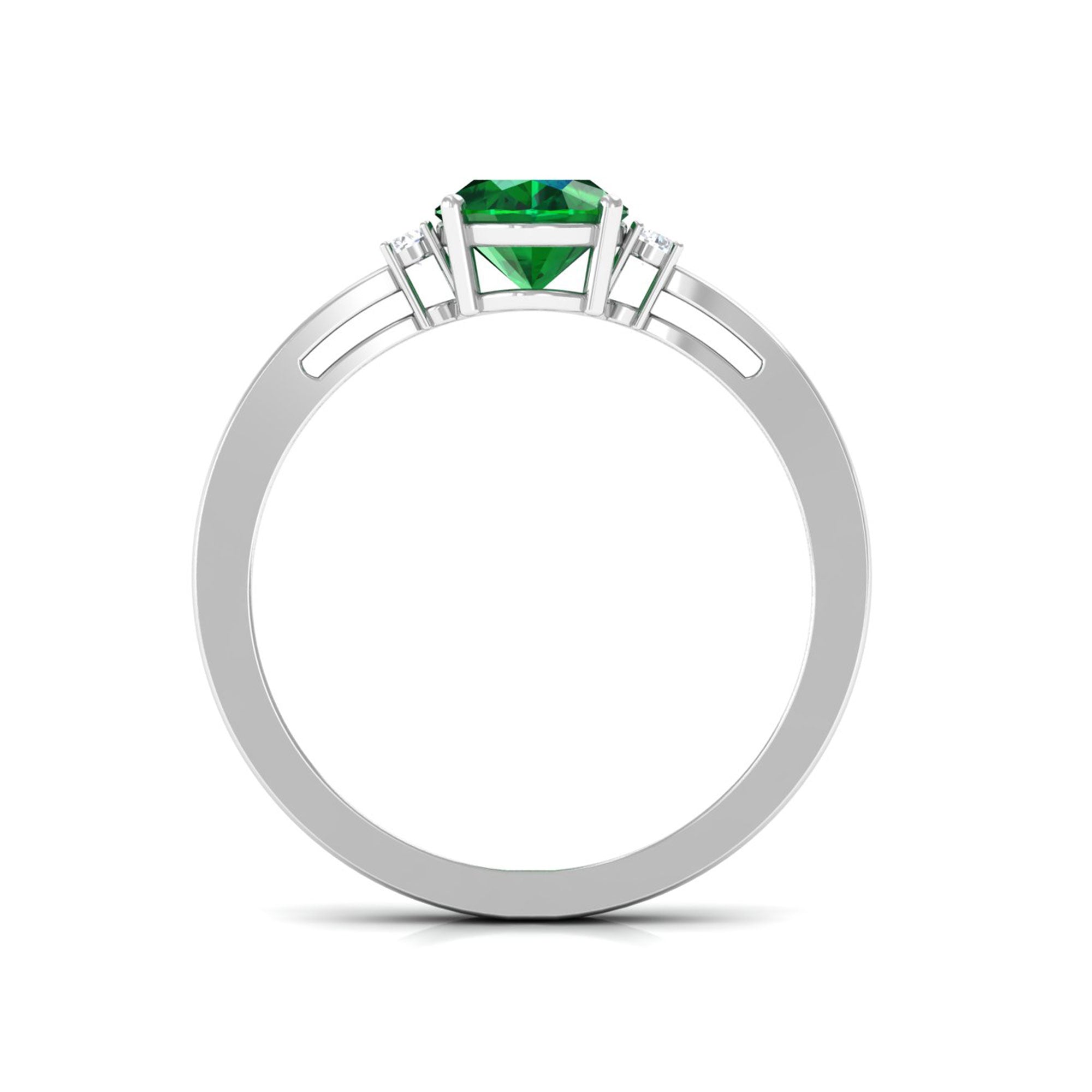 Vibrant Grown Labs-Lab Grown Emerald Solitaire Engagement Ring