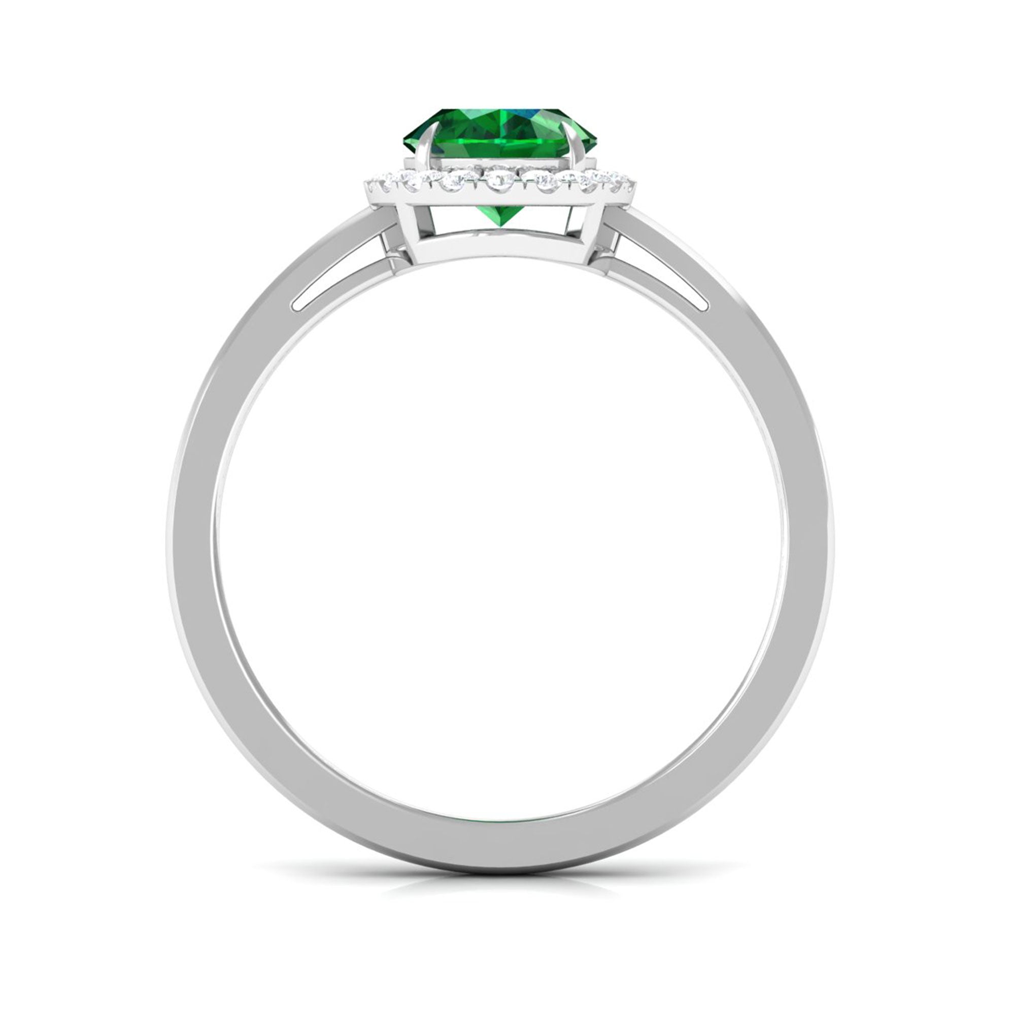 Vibrant Grown Labs-Oval Lab Grown Emerald Halo Engagement Ring