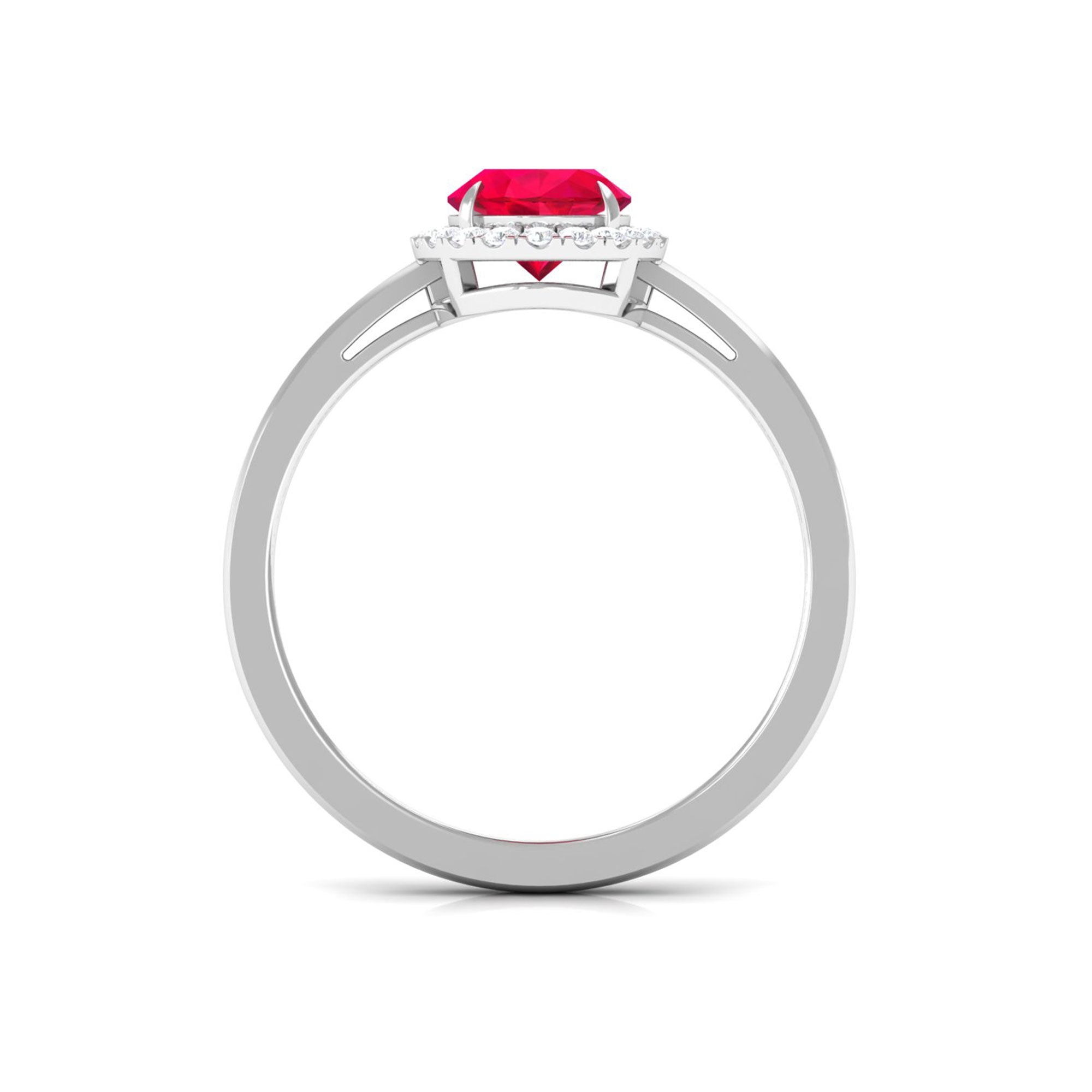 Vibrant Grown Labs-Oval Lab Grown Ruby Engagement Ring With Halo