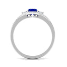 Vibrant Grown Labs-Pear Shaped Lab Grown Blue Sapphire Engagement Ring