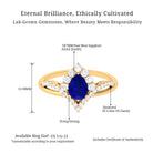 Vibrant Grown Labs-Pear Shaped Lab Grown Blue Sapphire Engagement Ring