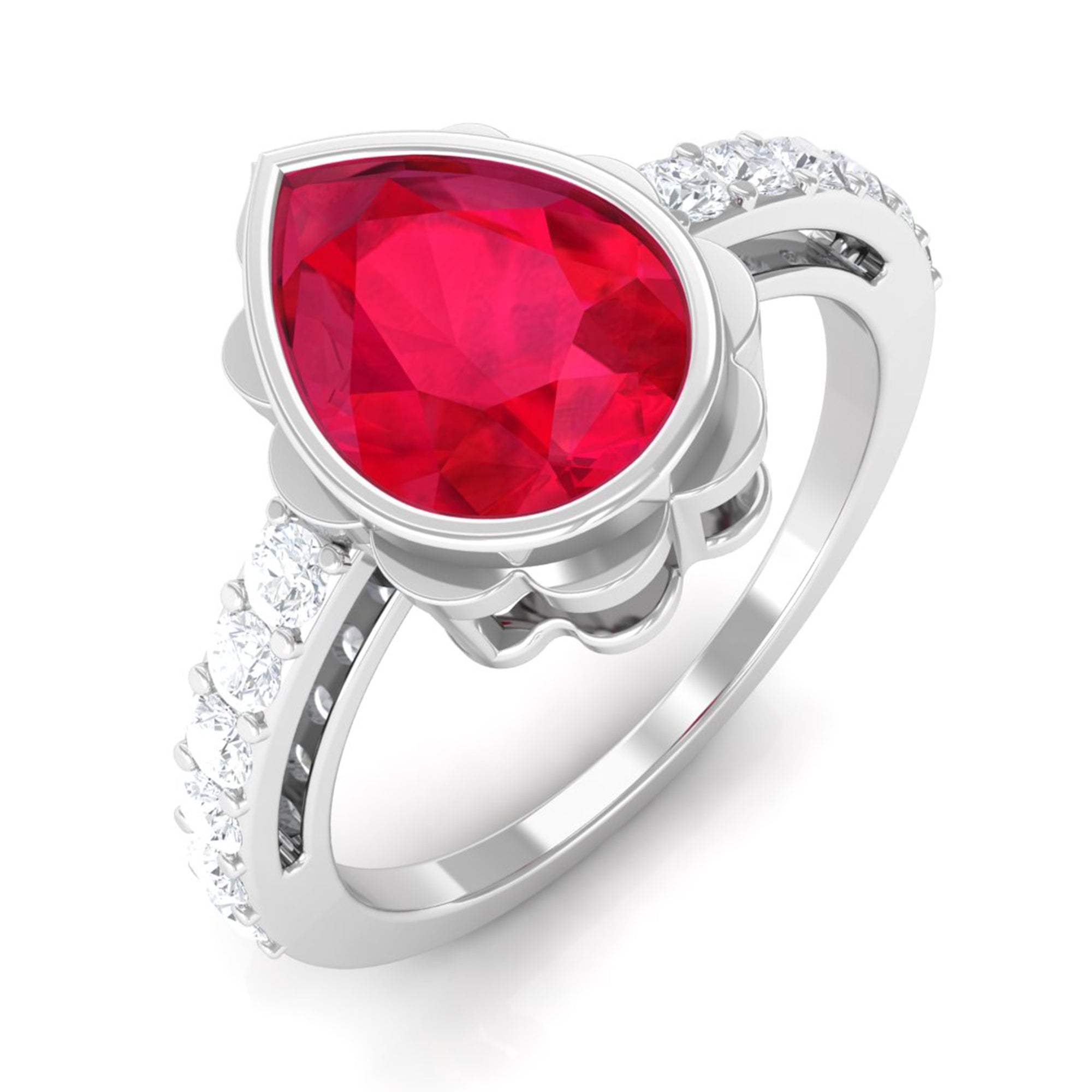 Vibrant Grown Labs-Statement Lab Created Ruby Solitaire Teardrop Ring