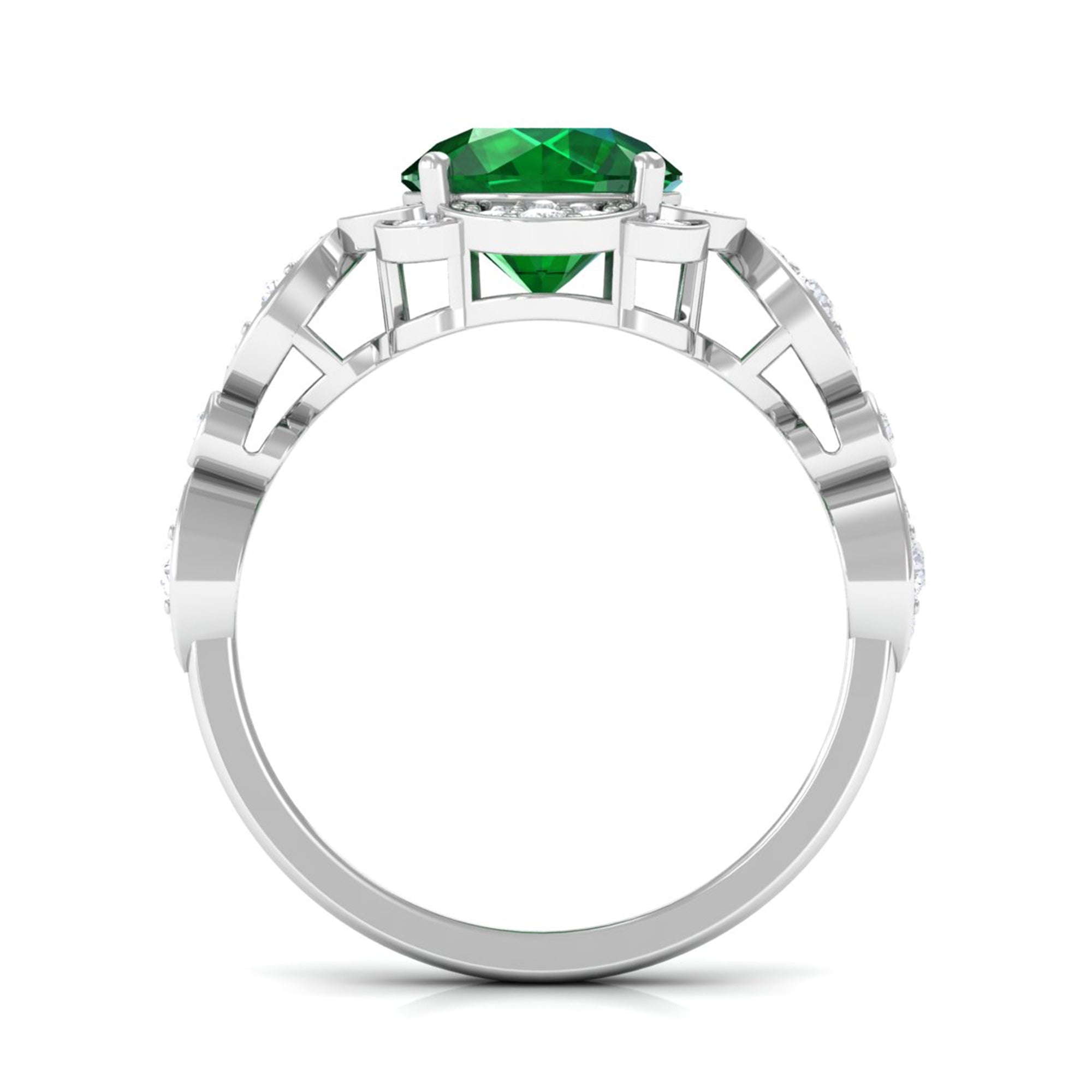 Vibrant Grown Labs-Lab Created Emerald Nature Inspired Engagement Ring