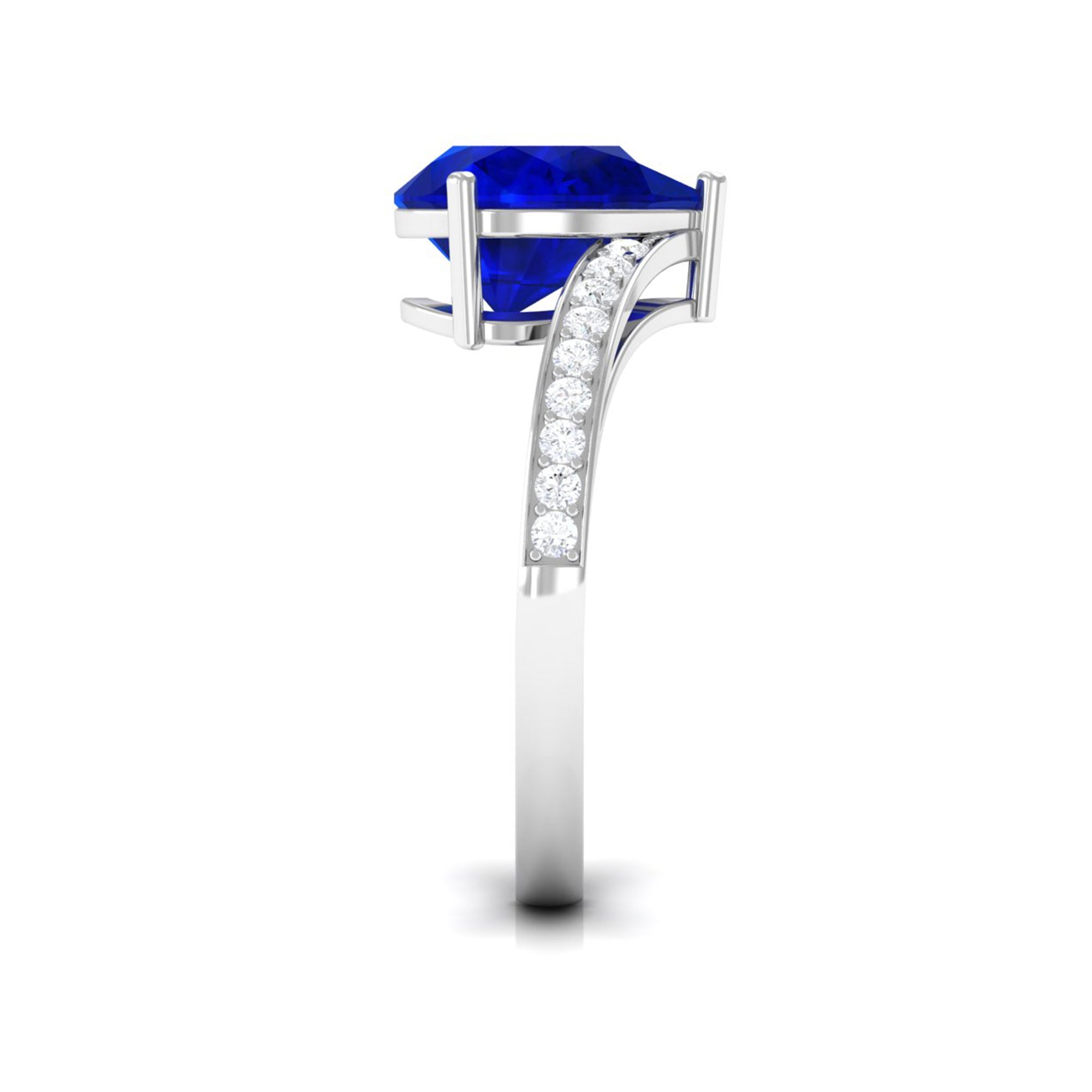 Vibrant Grown Labs-Lab Created Blue Sapphire Teardrop Solitaire Engagement Ring