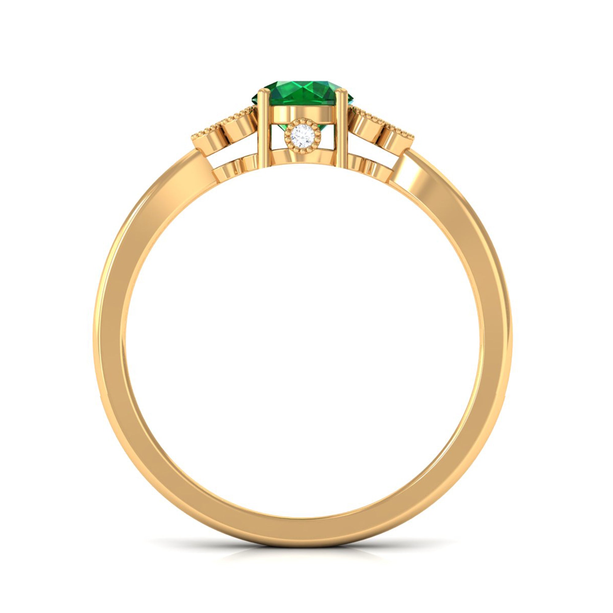 Vibrant Grown Labs-Designer Lab Grown Emerald Engagement Ring with Accent