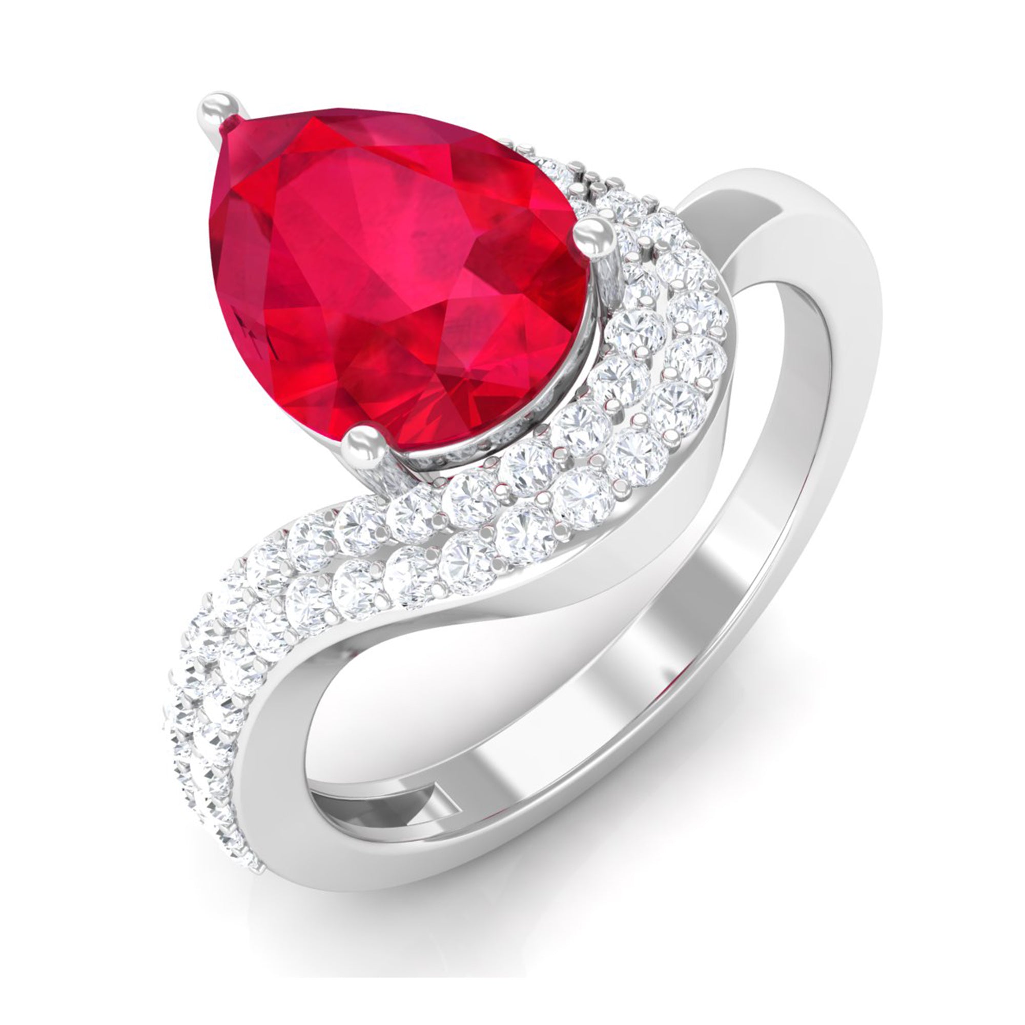 Vibrant Grown Labs-Designer Lab Cultured Ruby Ring for Engagement