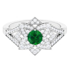 Vibrant Grown Labs-Nature Inspired Lab Grown Emerald Statement Engagement Ring