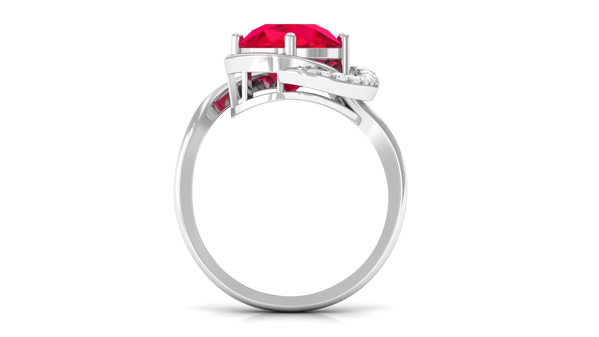 Vibrant Grown Labs-Classic Lab Grown Ruby Engagement Ring with Accent