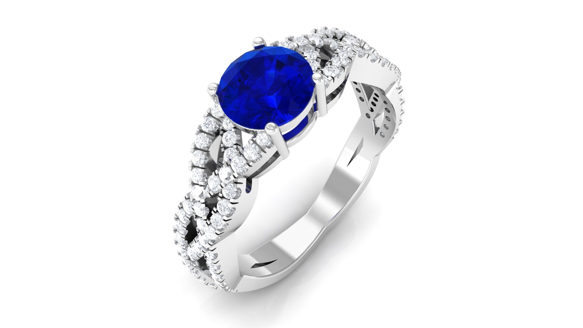 Vibrant Grown Labs-Lab Grown Blue Sapphire Solitaire Engagement Ring