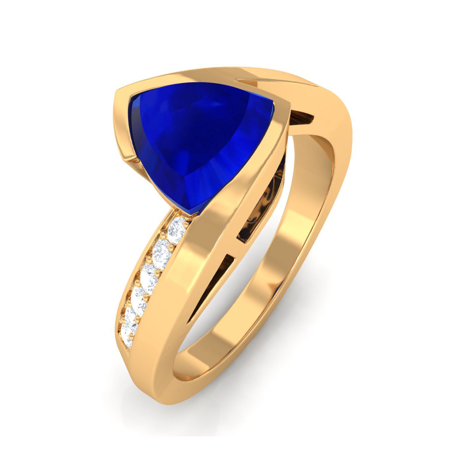 Vibrant Grown Labs-Classic Lab Grown Blue Sapphire Engagement Ring for Women