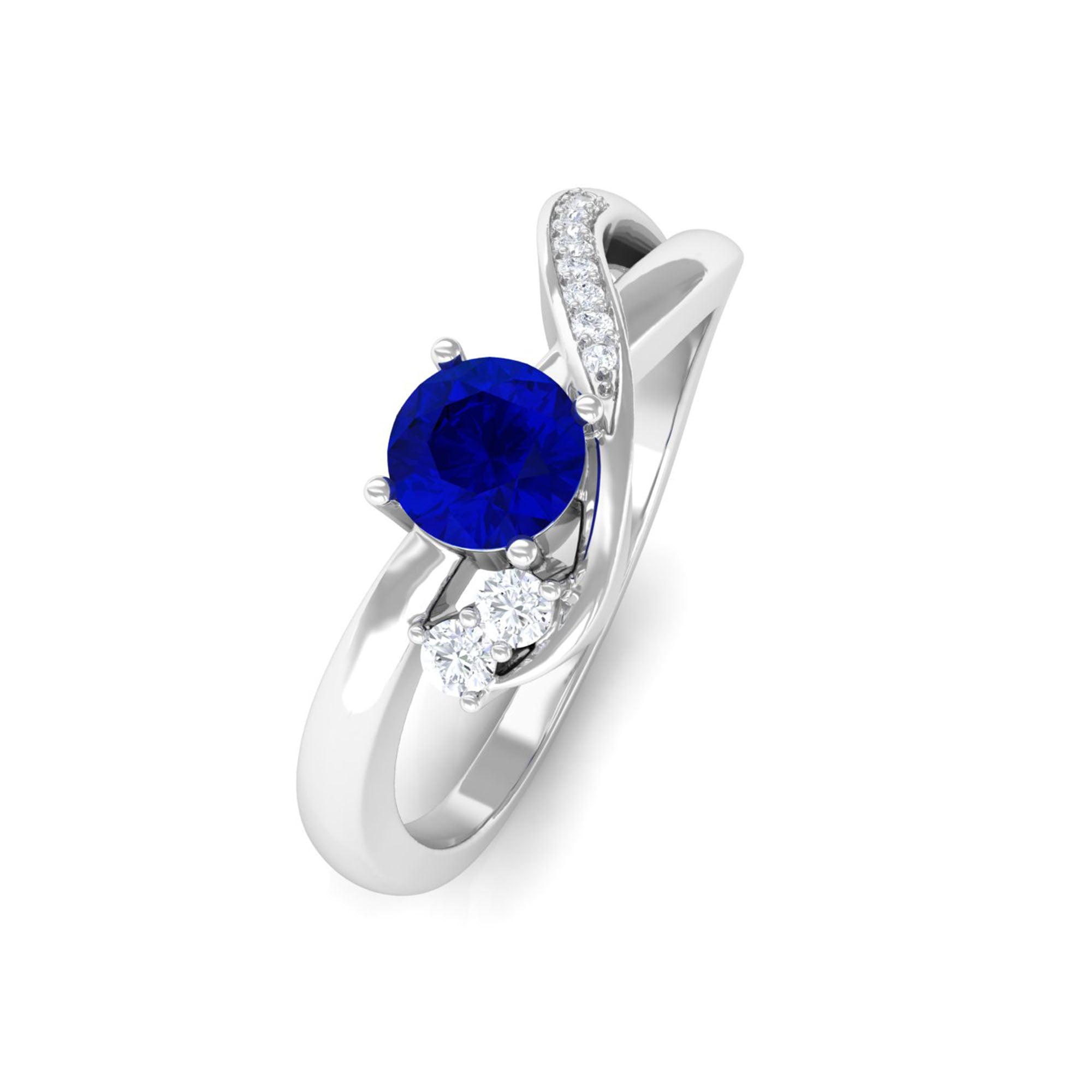 Vibrant Grown Labs-Minimal Lab Grown Blue Sapphire Promise Ring for Women