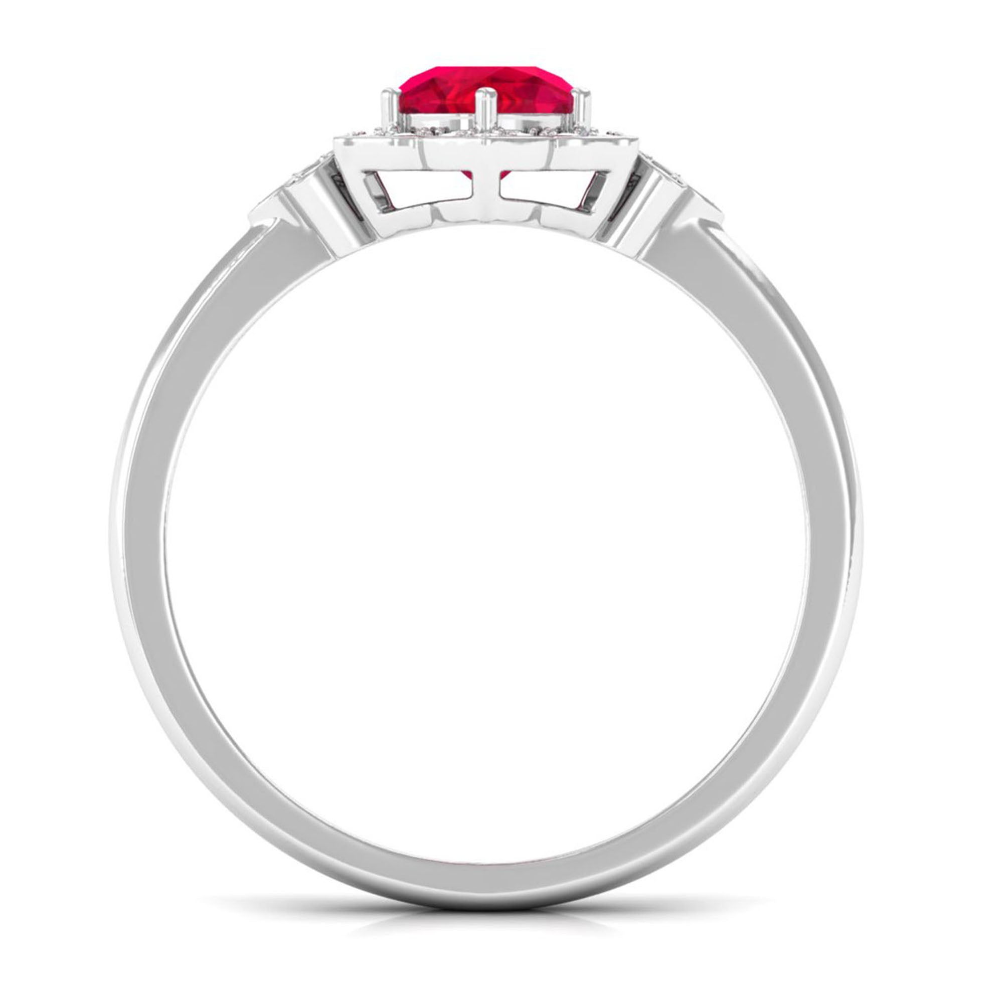 Vibrant Grown Labs-Nature Inspired Lab Created Ruby Engagement Ring with Accent