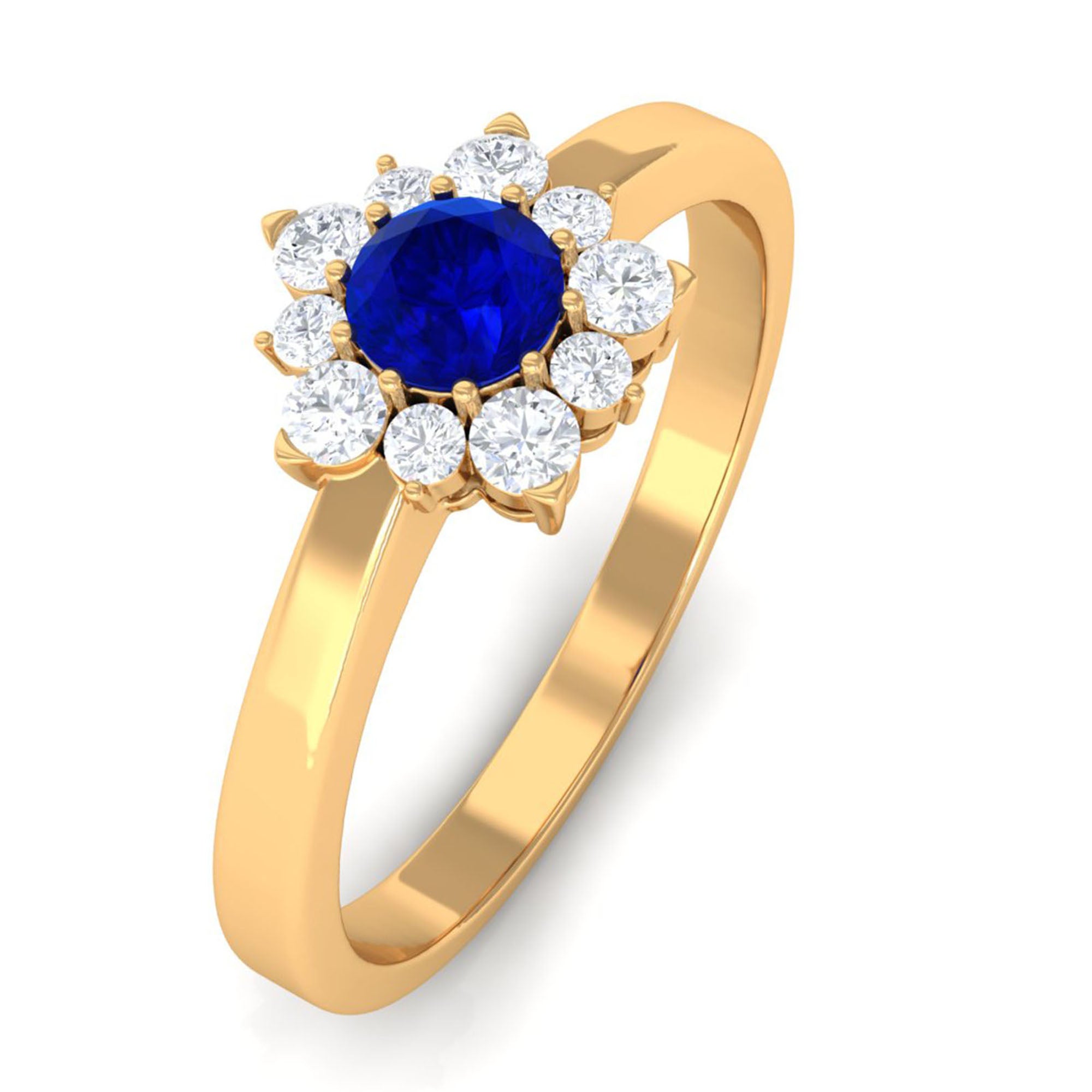 Nature Inspired Lab Created Blue Sapphire Promise Ring Lab Created Blue Sapphire - ( AAAA ) - Quality - Vibrant Grown Labs