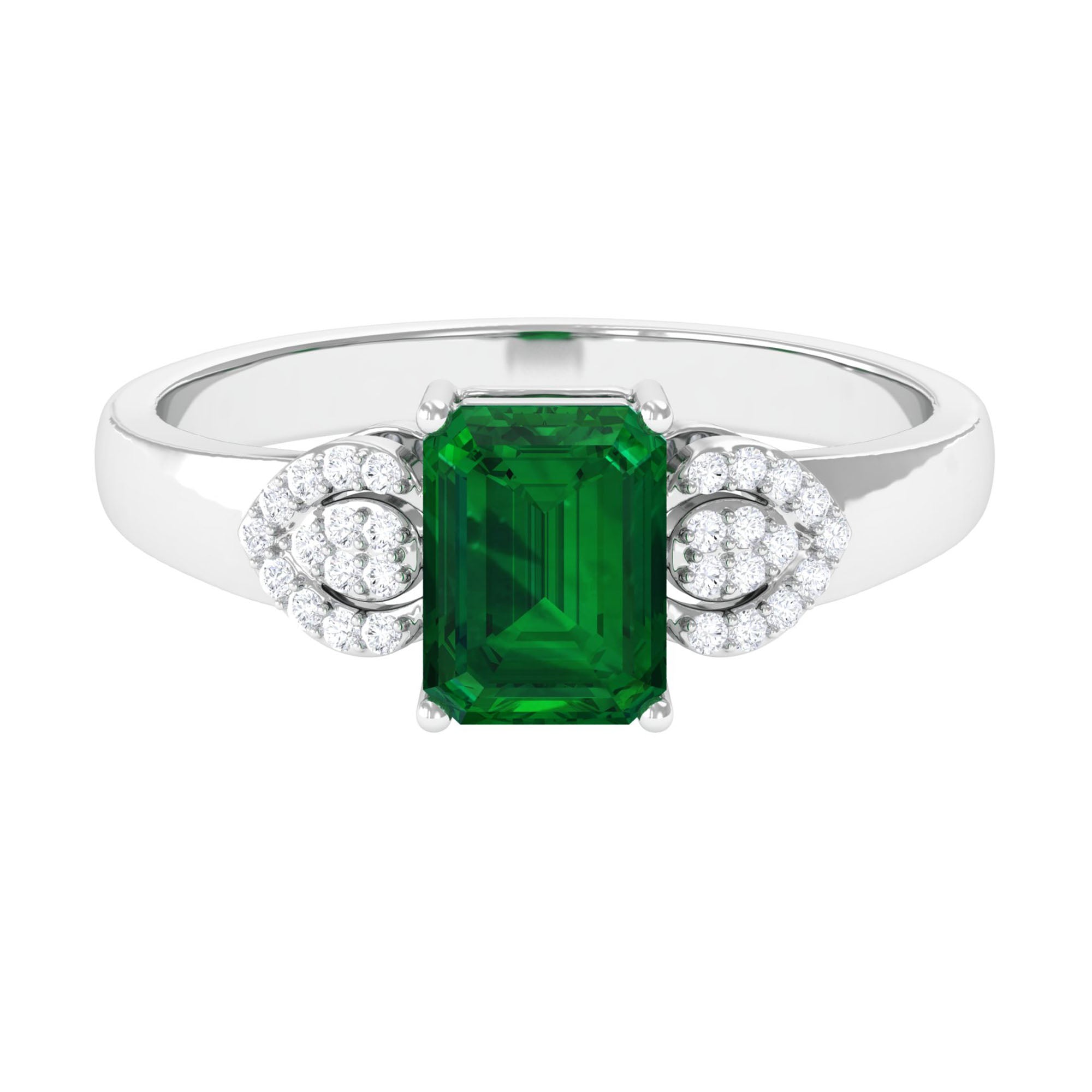 Vibrant Grown Labs-Designer Lab Created Emerald Engagement Ring for Women