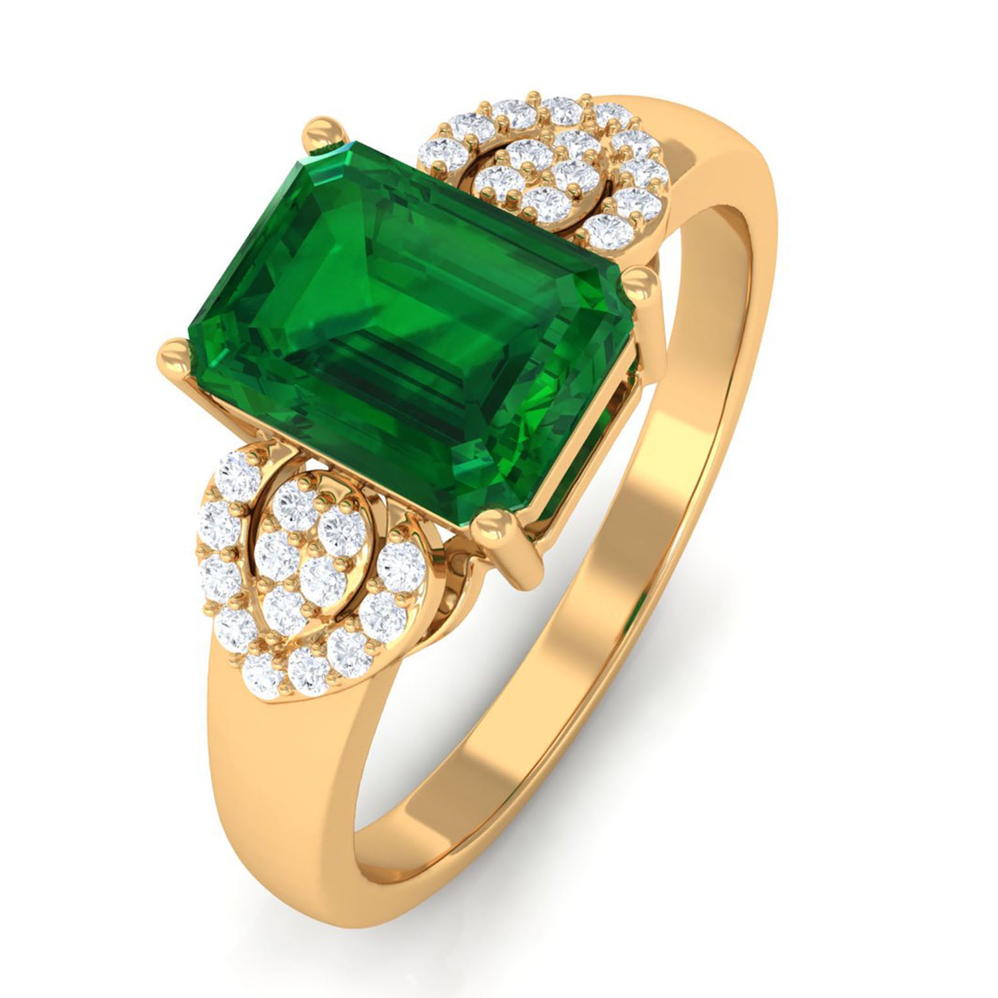 Vibrant Grown Labs-Designer Lab Created Emerald Engagement Ring for Women