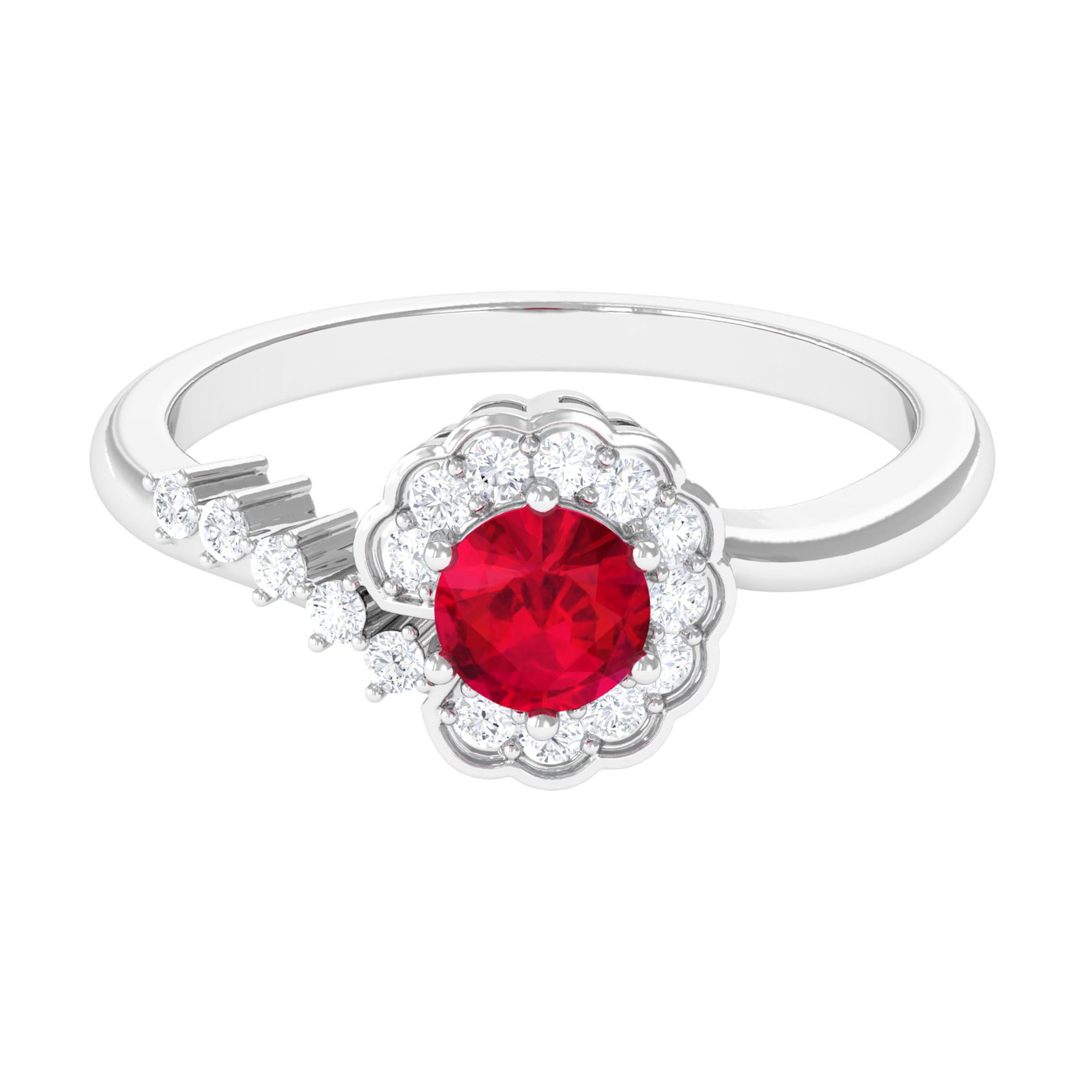 Vibrant Grown Labs-Lab Grown Ruby Minimal Promise Ring with Halo