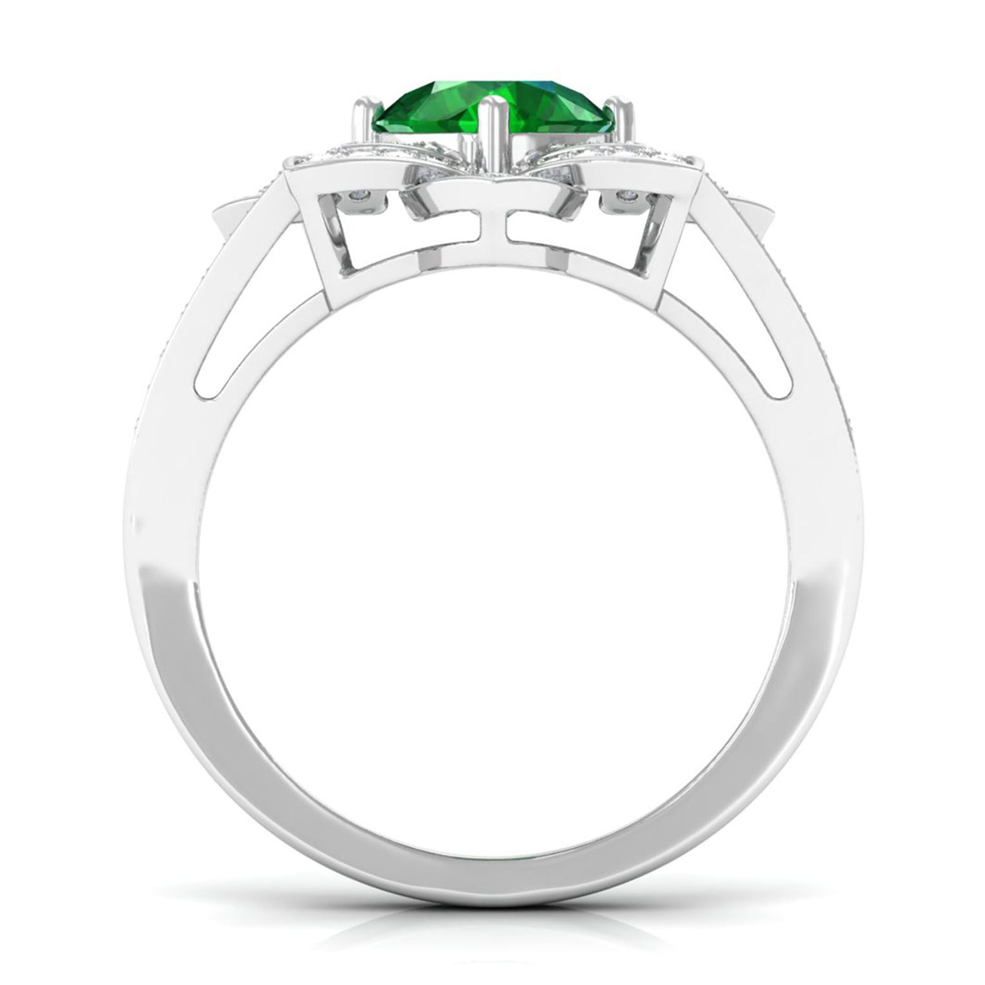 Vibrant Grown Labs-Nature Inspired Lab Grown Emerald Statement Engagement Ring