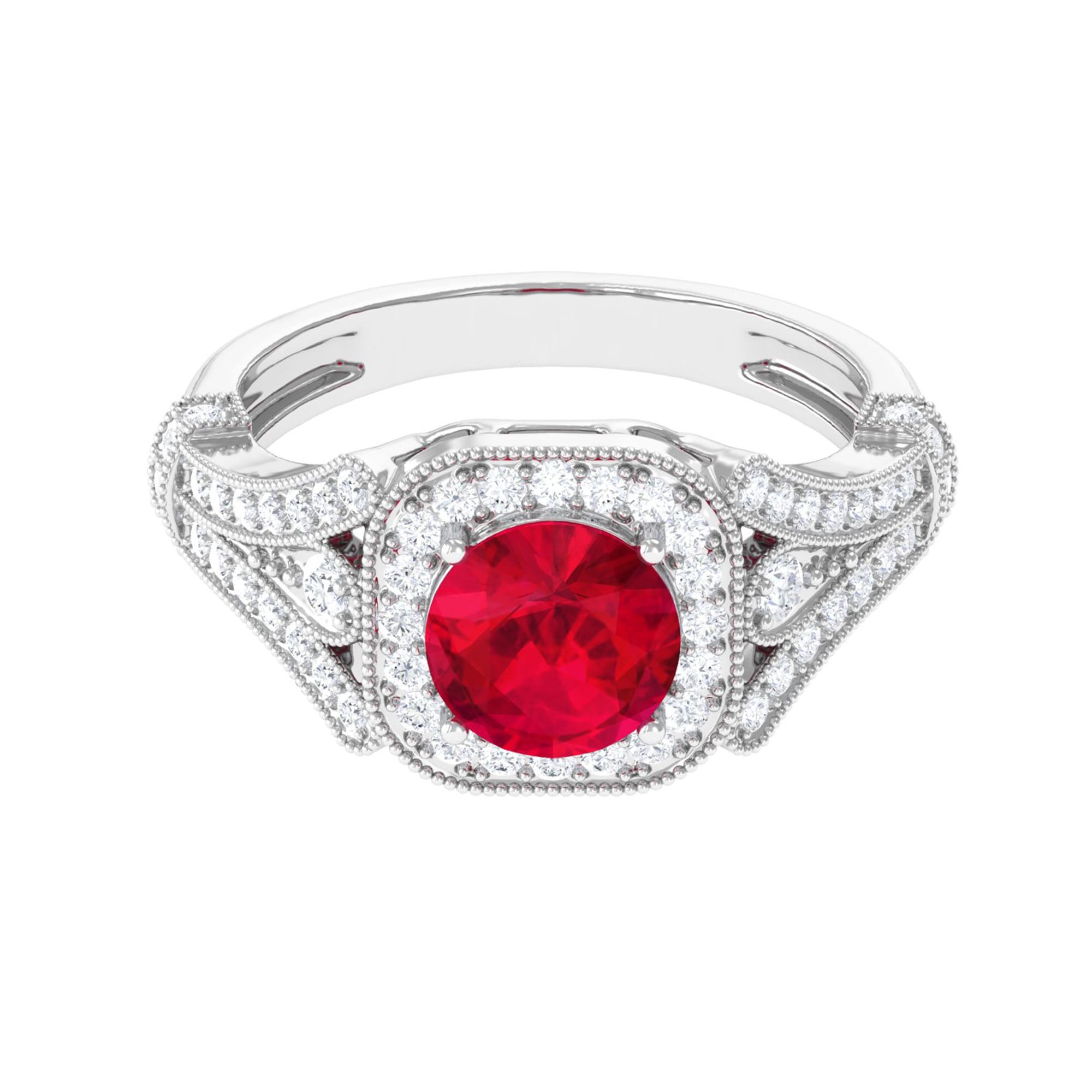 Vibrant Grown Labs-Classic Lab Grown Ruby Engagement Ring