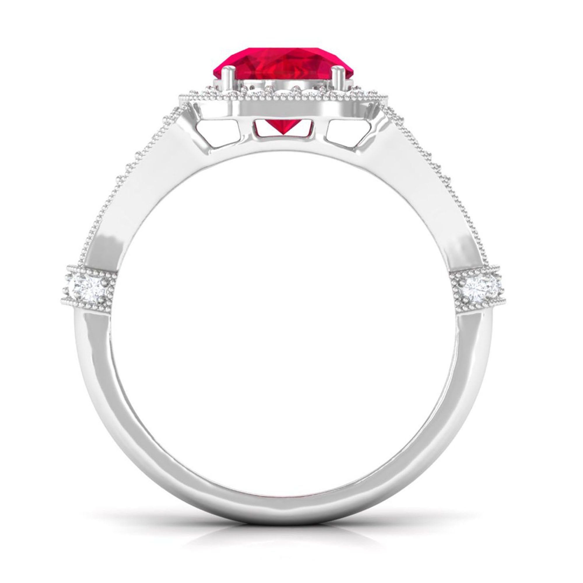 Vibrant Grown Labs-Classic Lab Grown Ruby Engagement Ring