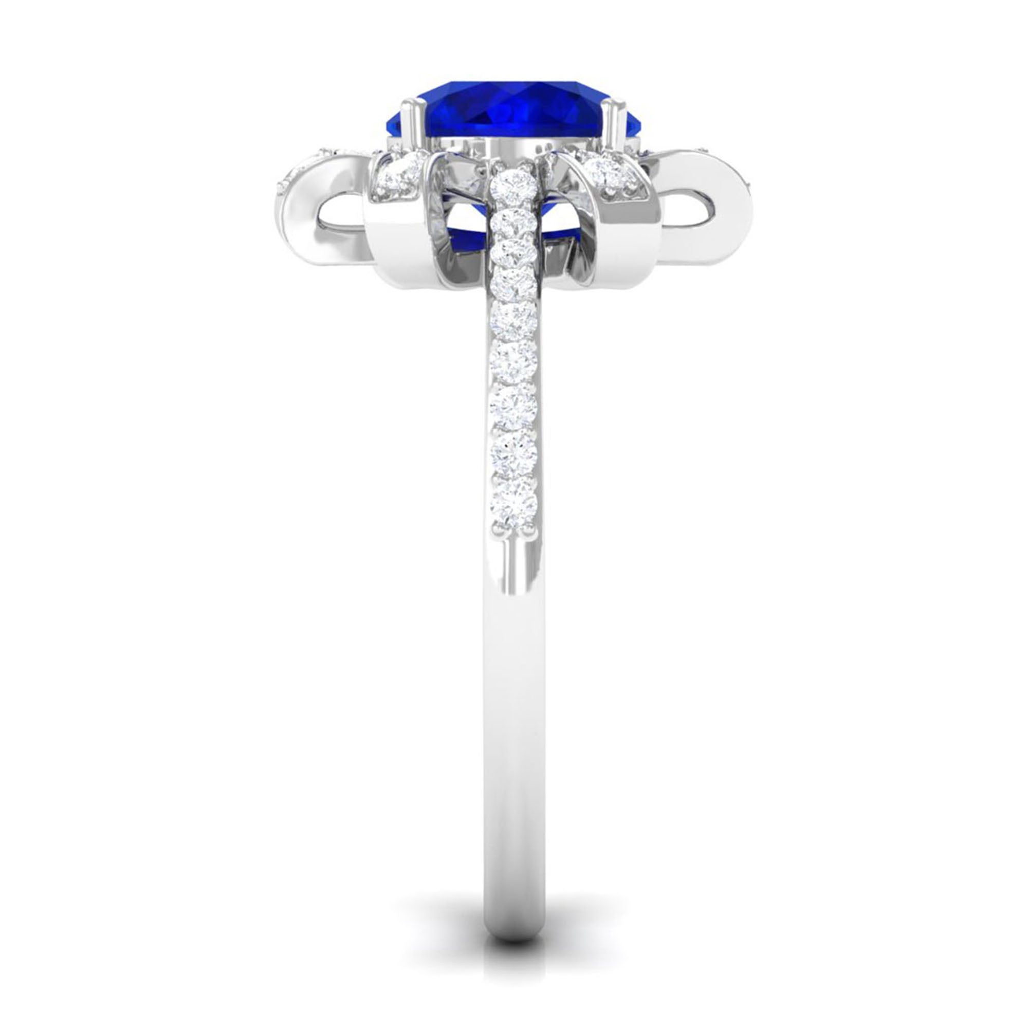 Vibrant Grown Labs-Nature Inspired Lab Grown Blue Sapphire Engagement Ring