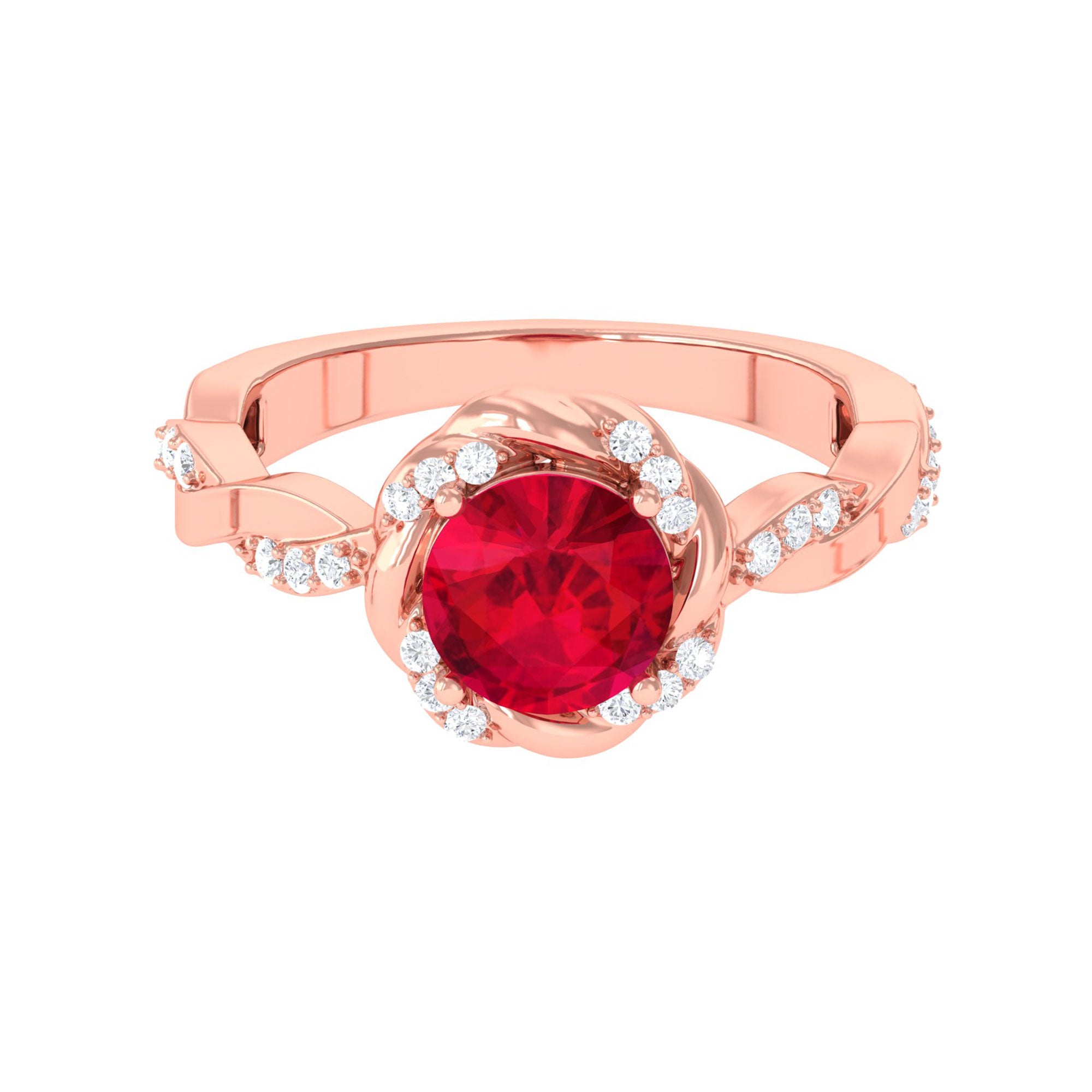 Vibrant Grown Labs-Minimal Lab Grown Ruby Engagement Ring with Accent