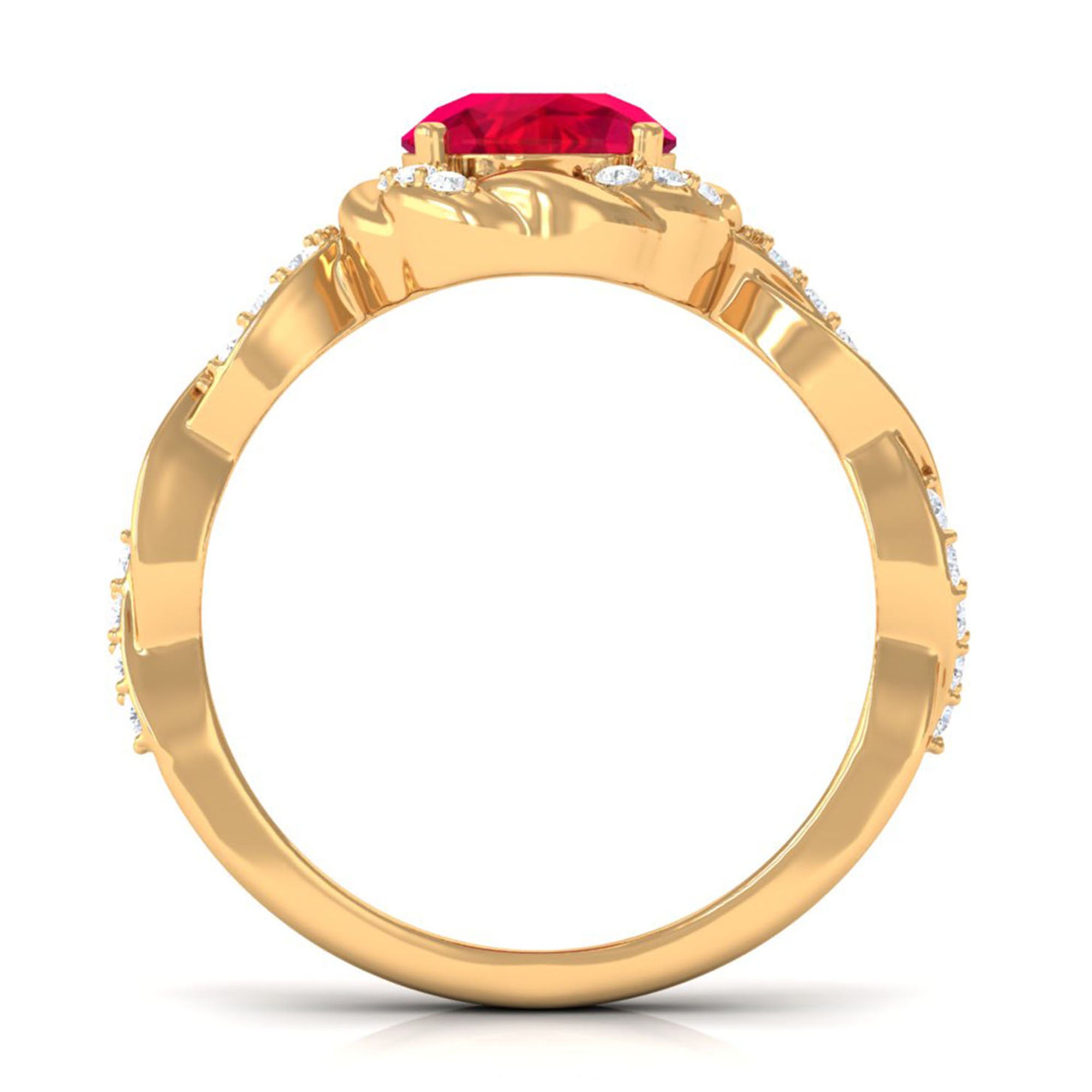 Vibrant Grown Labs-Minimal Lab Grown Ruby Engagement Ring with Accent